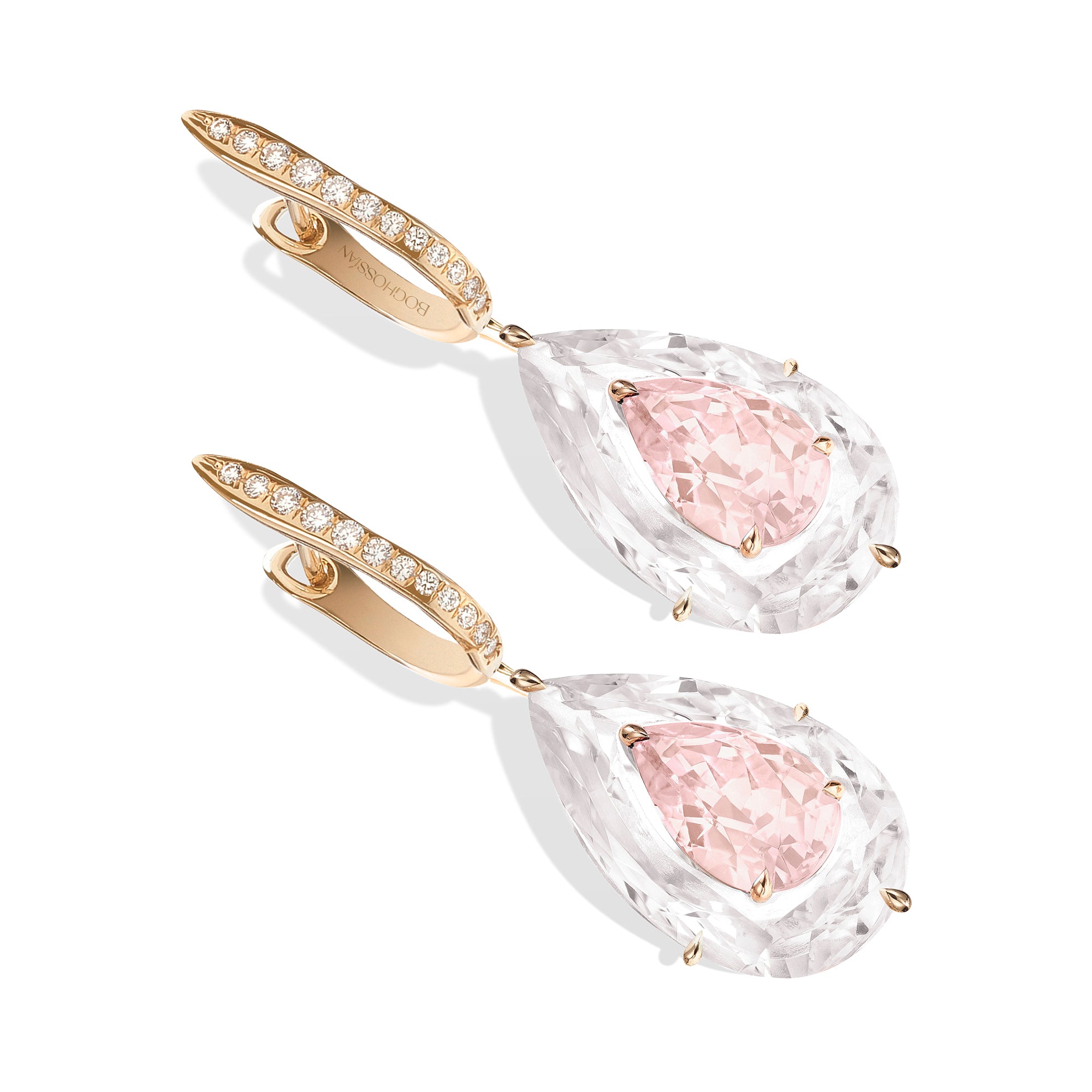 Shine - Morganite and Rock Crystal Large Earrings