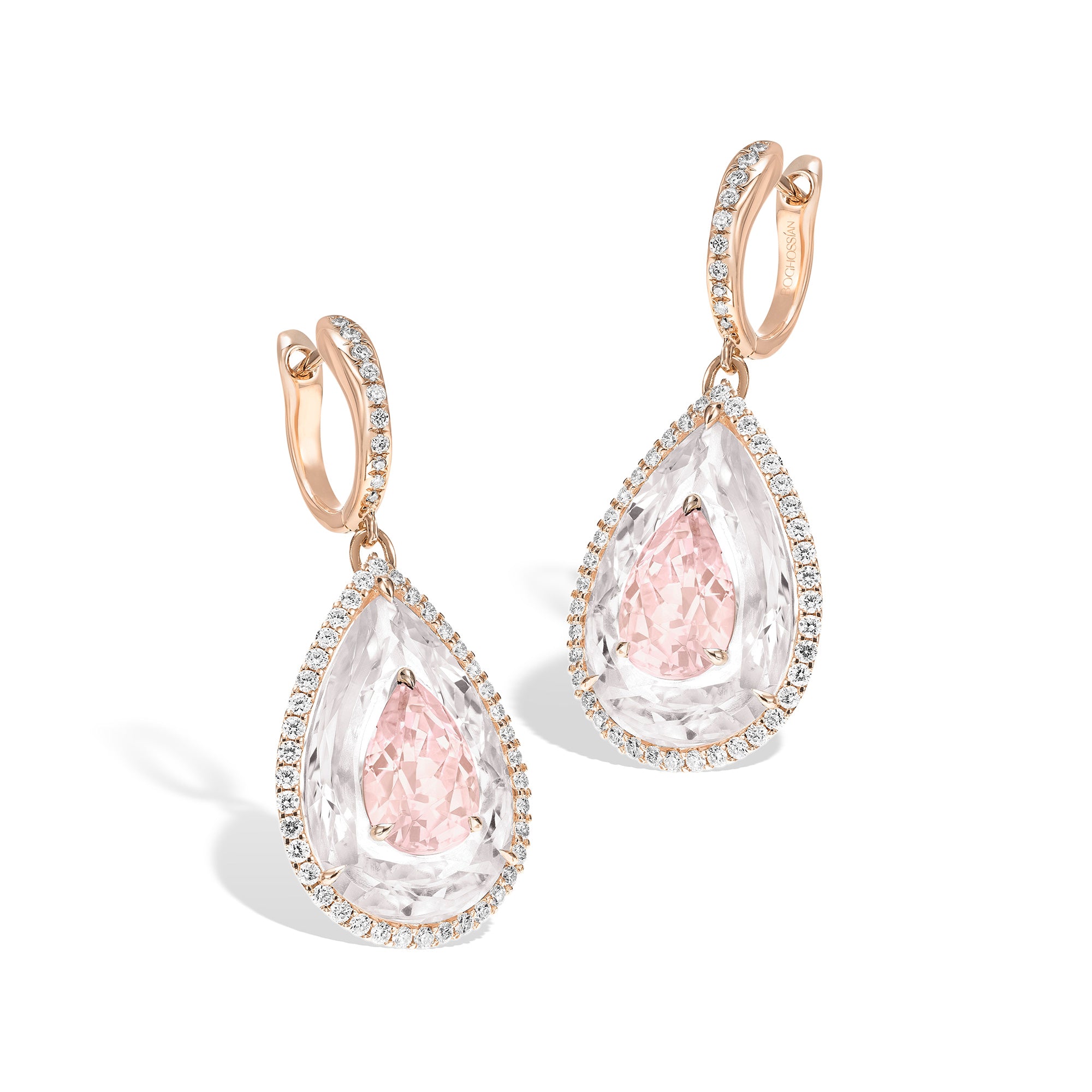 Shine - Morganite and Rock Crystal Small Earrings