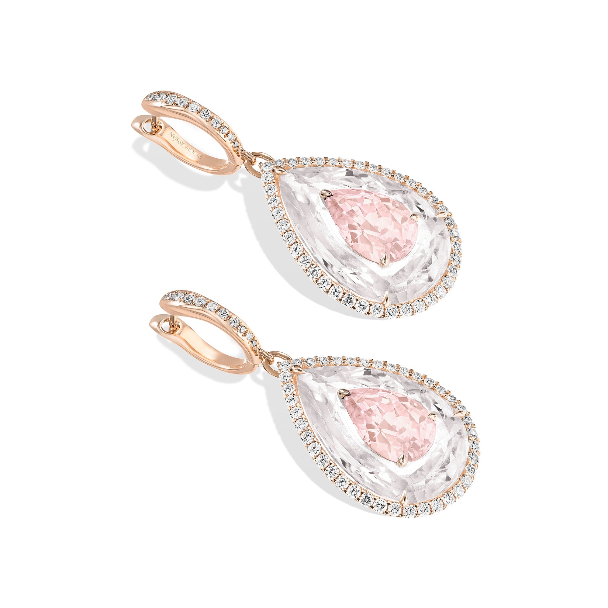 Shine - Morganite and Rock Crystal Small Earrings