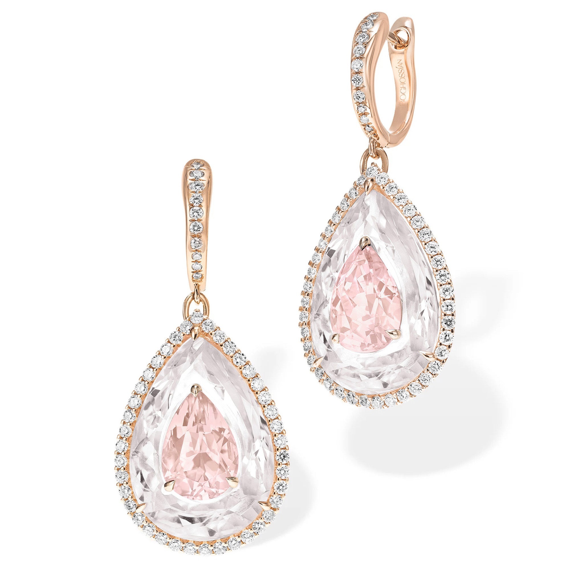 Shine - Morganite and Rock Crystal Small Earrings