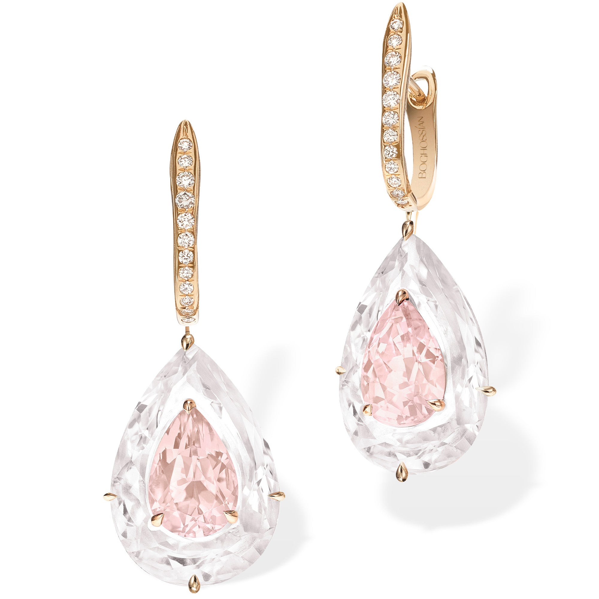 Shine - Morganite and Rock Crystal Large Earrings