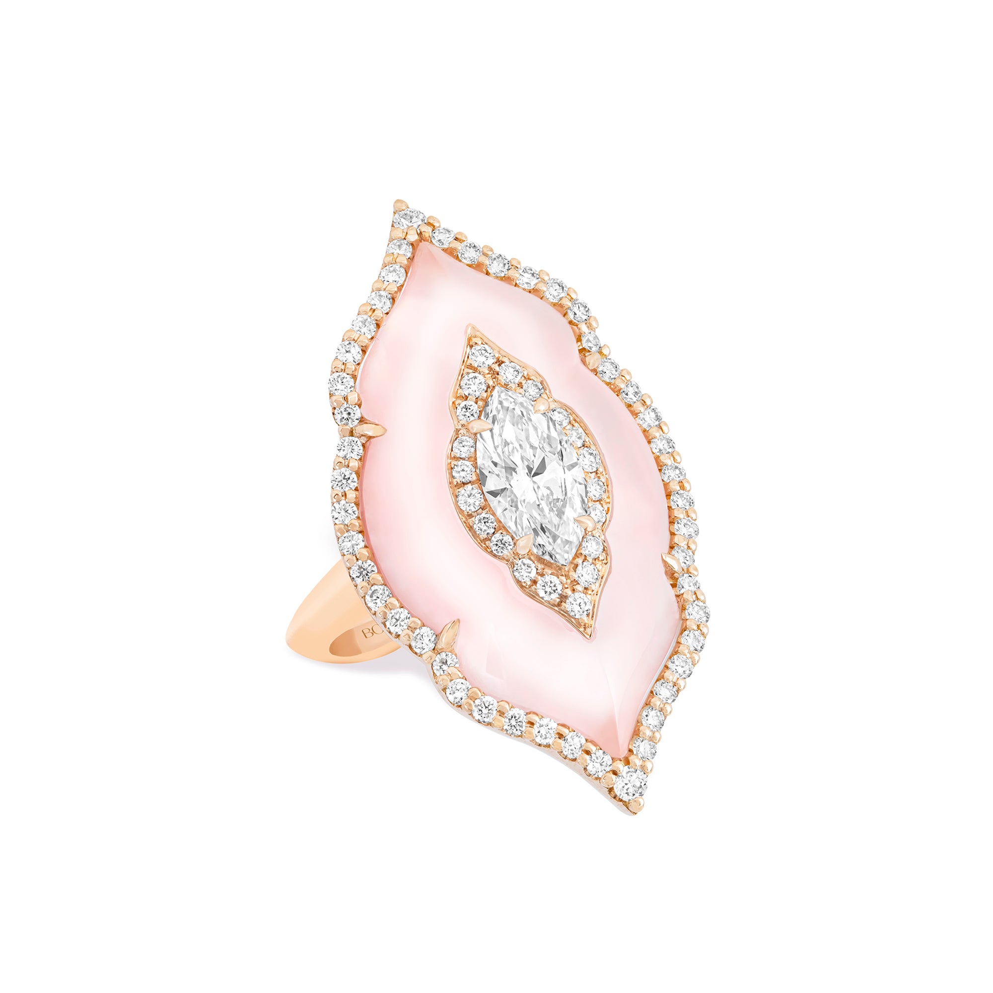 Arches - Diamond and Pink Opal Ring