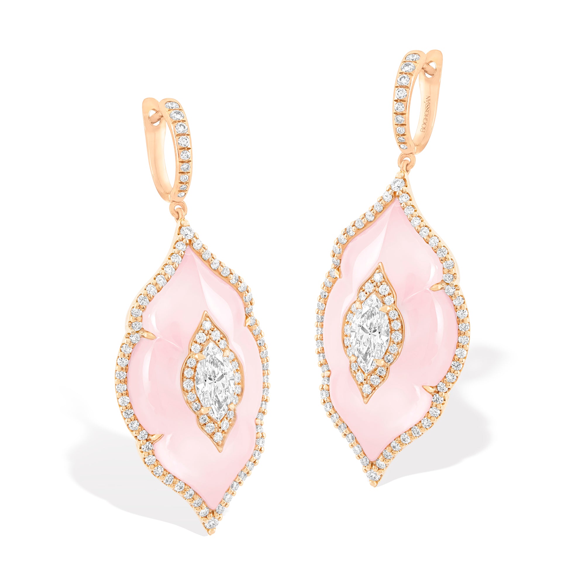 Arches - Diamond and Pink Opal Earrings