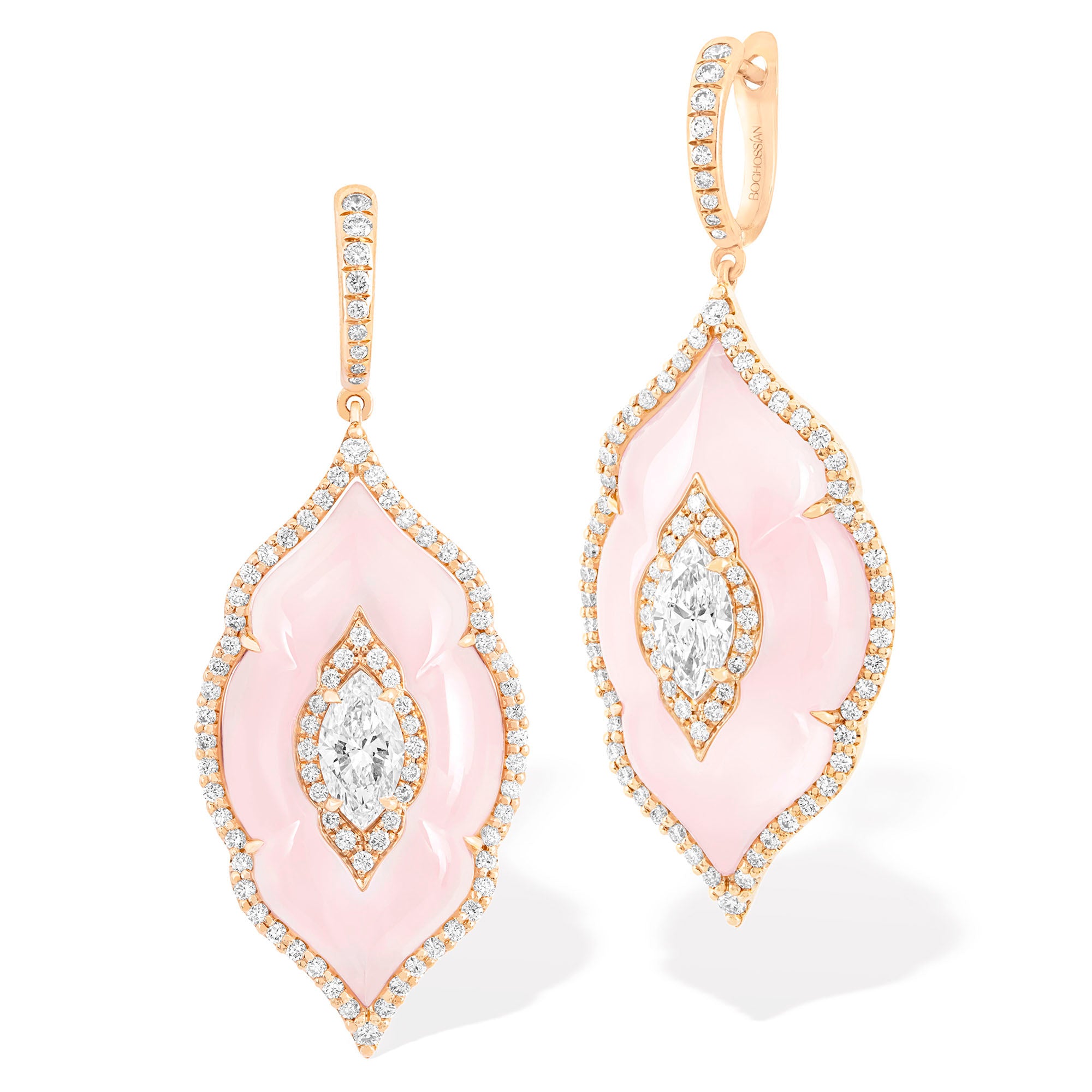Arches - Diamond and Pink Opal Earrings