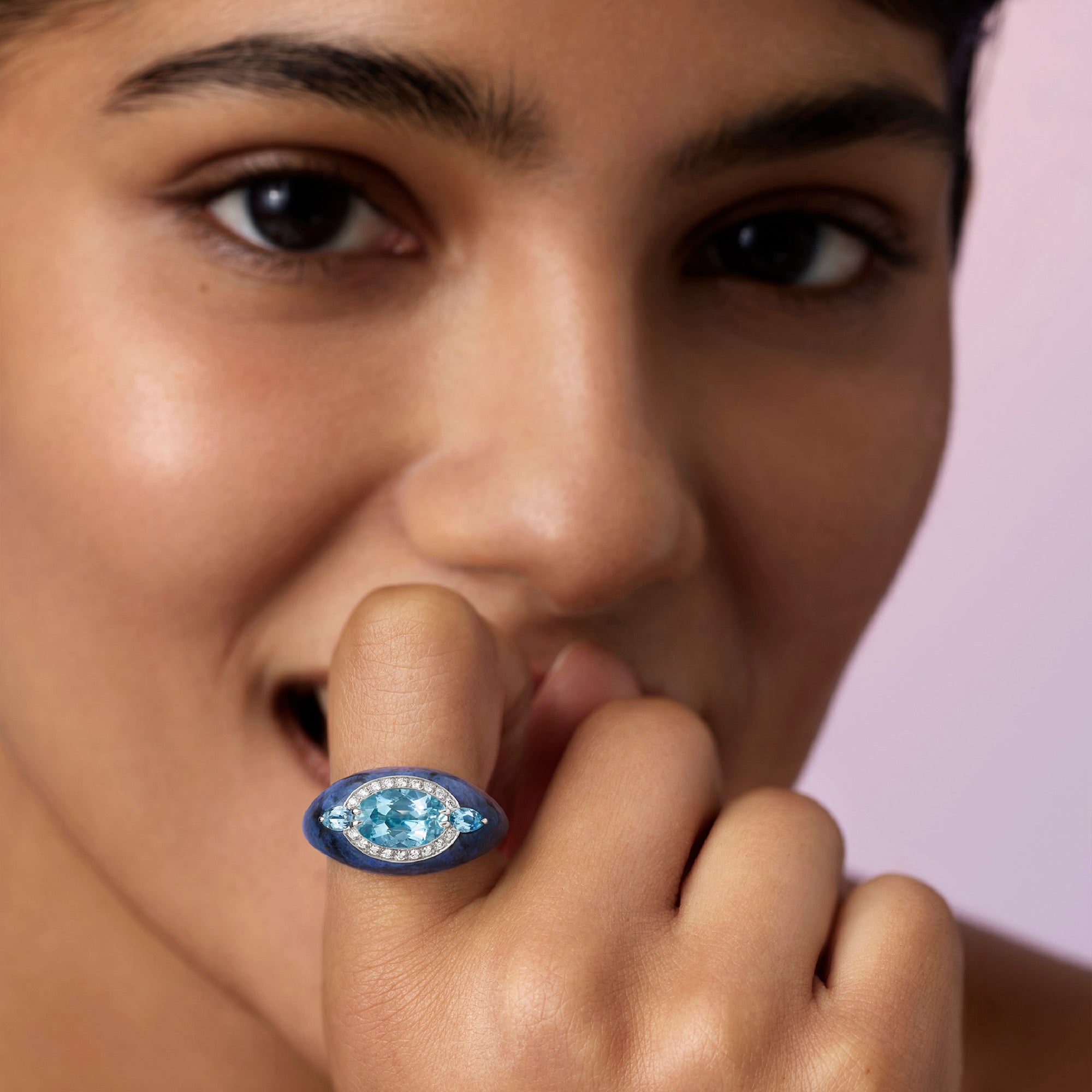 Reveal - Aquamarine and Dumortierite Ring