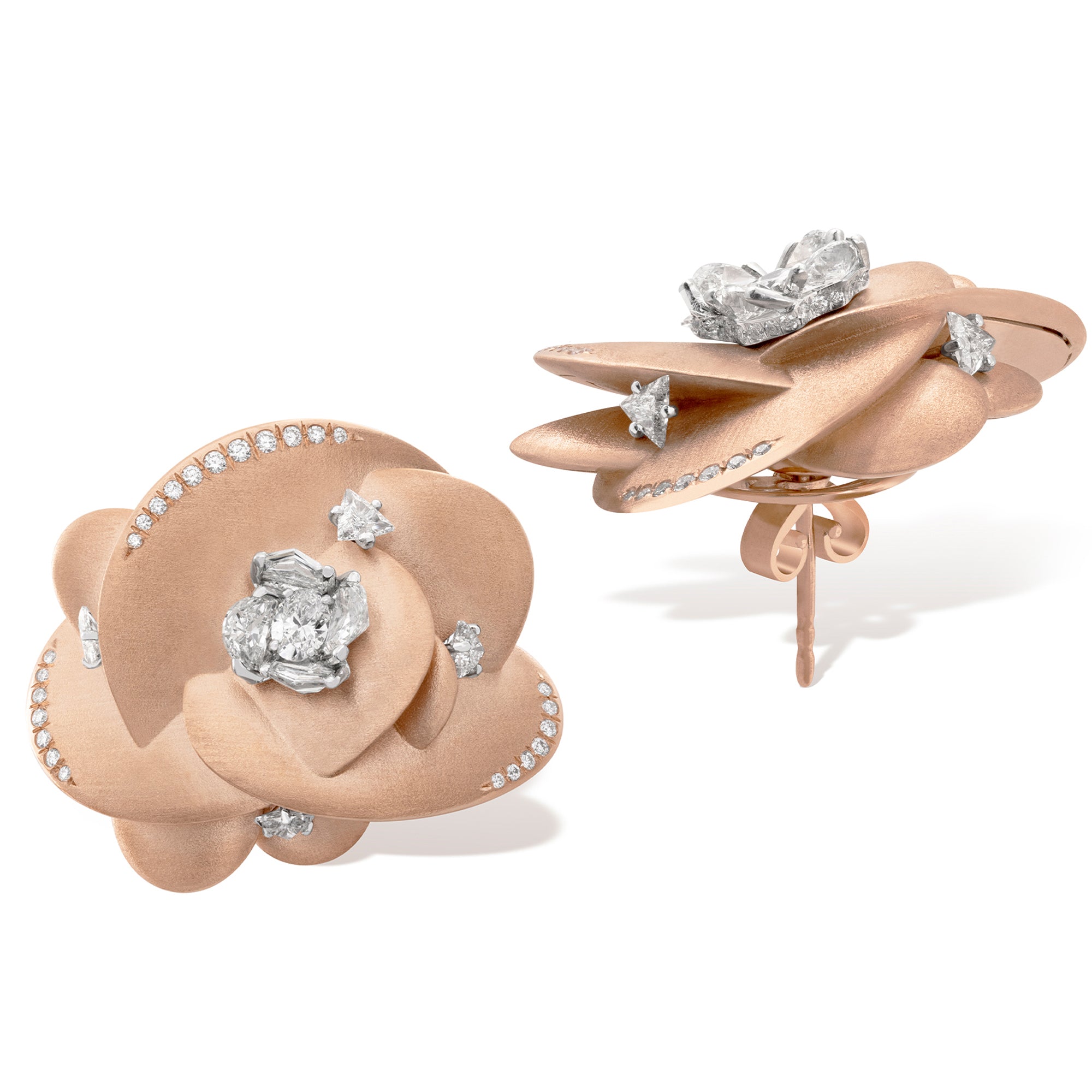 Desert Rose - Rose Gold & Diamond Earrings, Medium