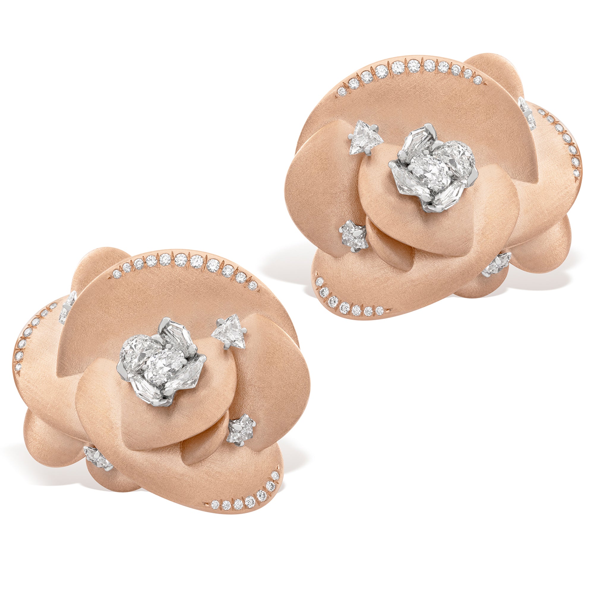 Desert Rose - Rose Gold & Diamond Earrings, Medium