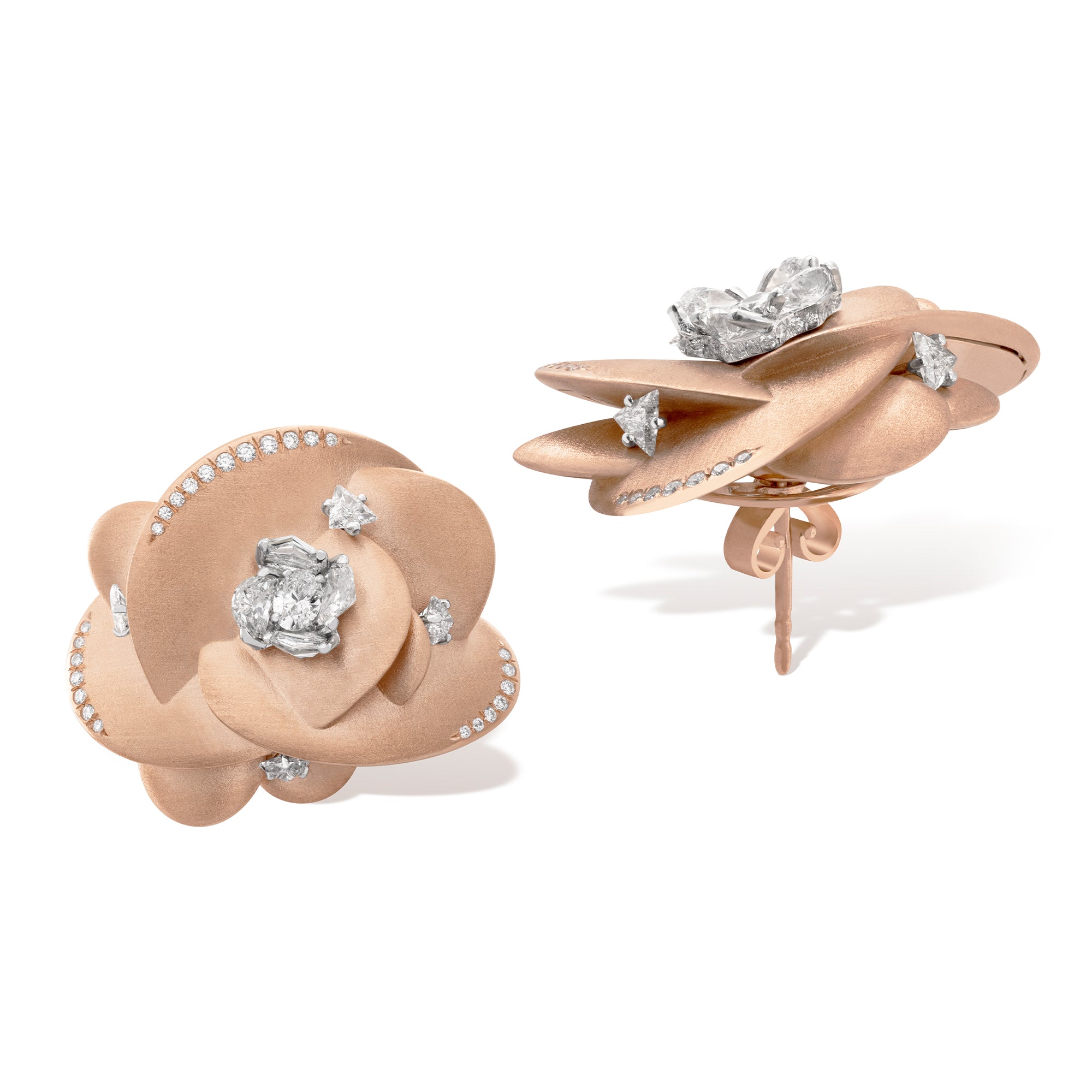Desert Rose - Rose Gold & Diamond Small Earrings