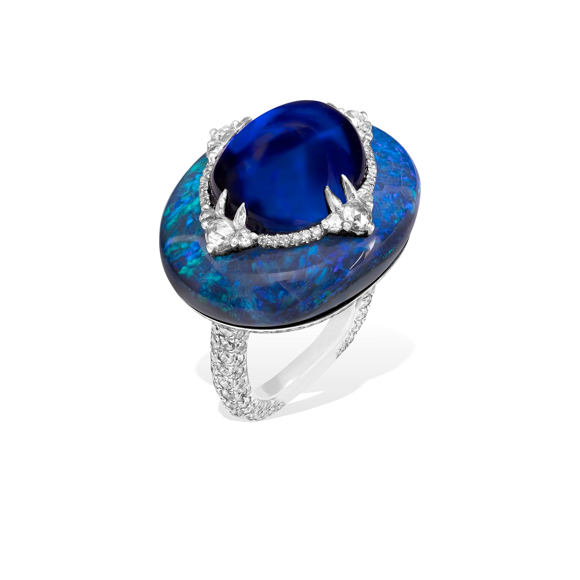 Kissing - Sapphire and Opal Ring