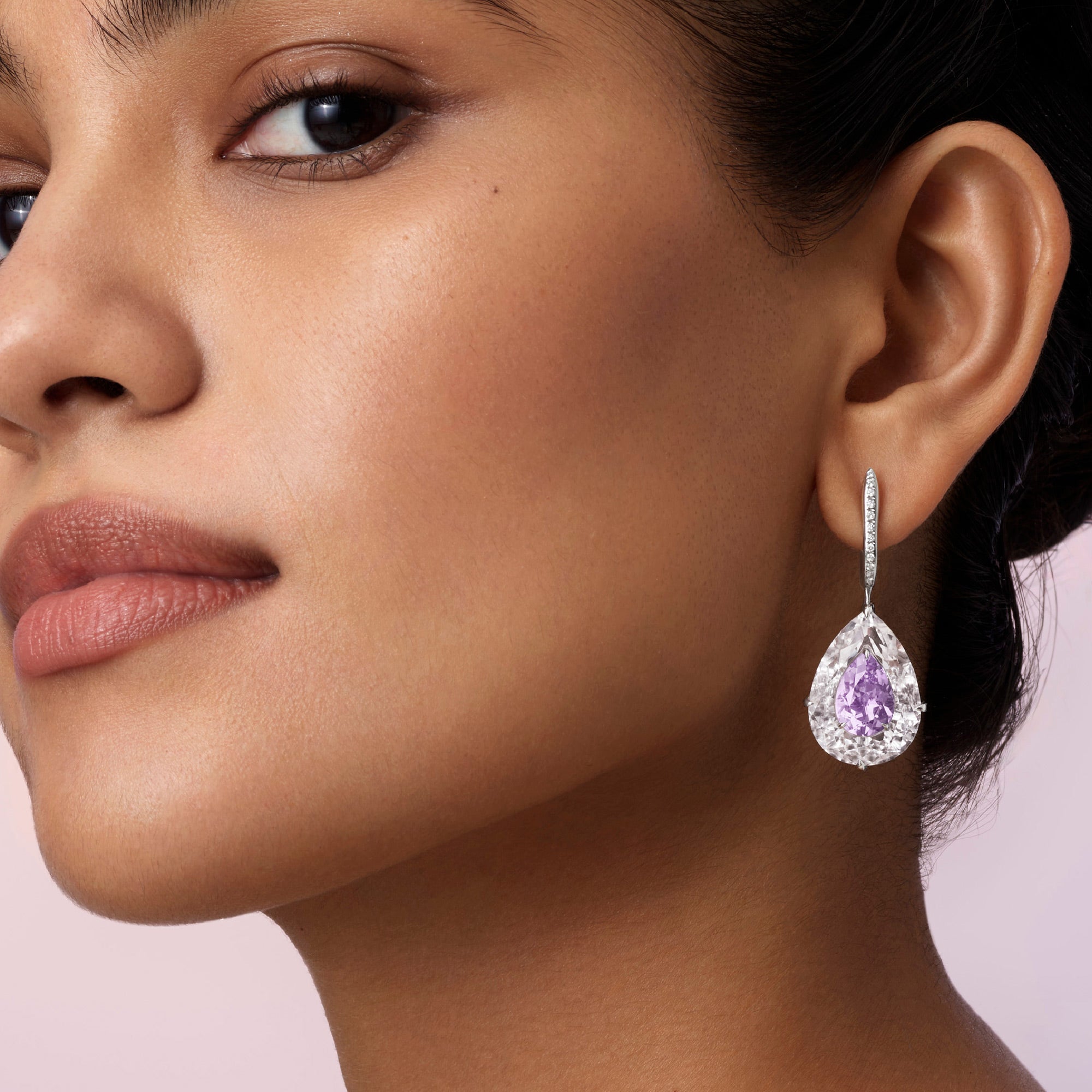 Shine - Amethyst and Rock Crystal Large Earrings