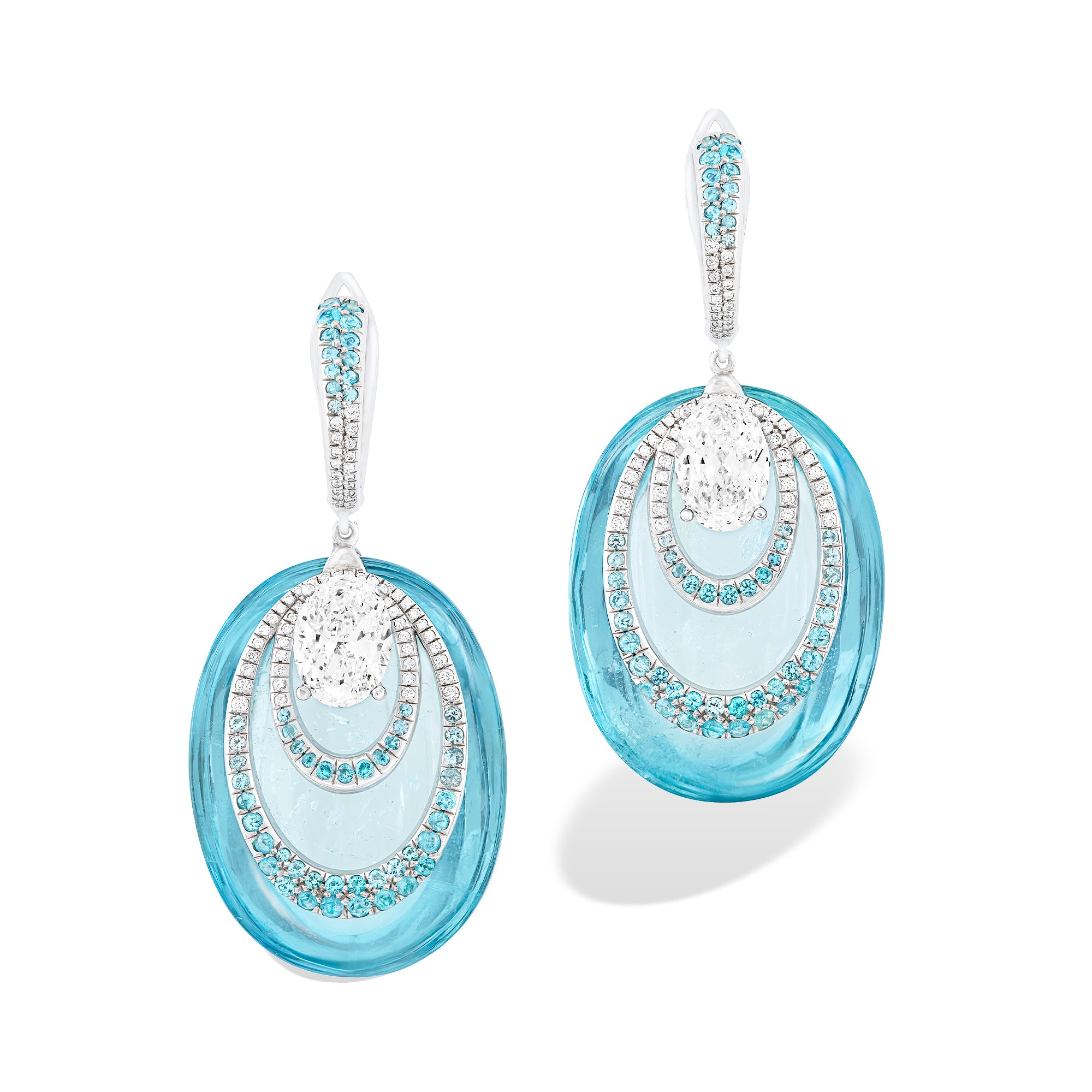 Kissing - Diamond and Aquamarine Earrings