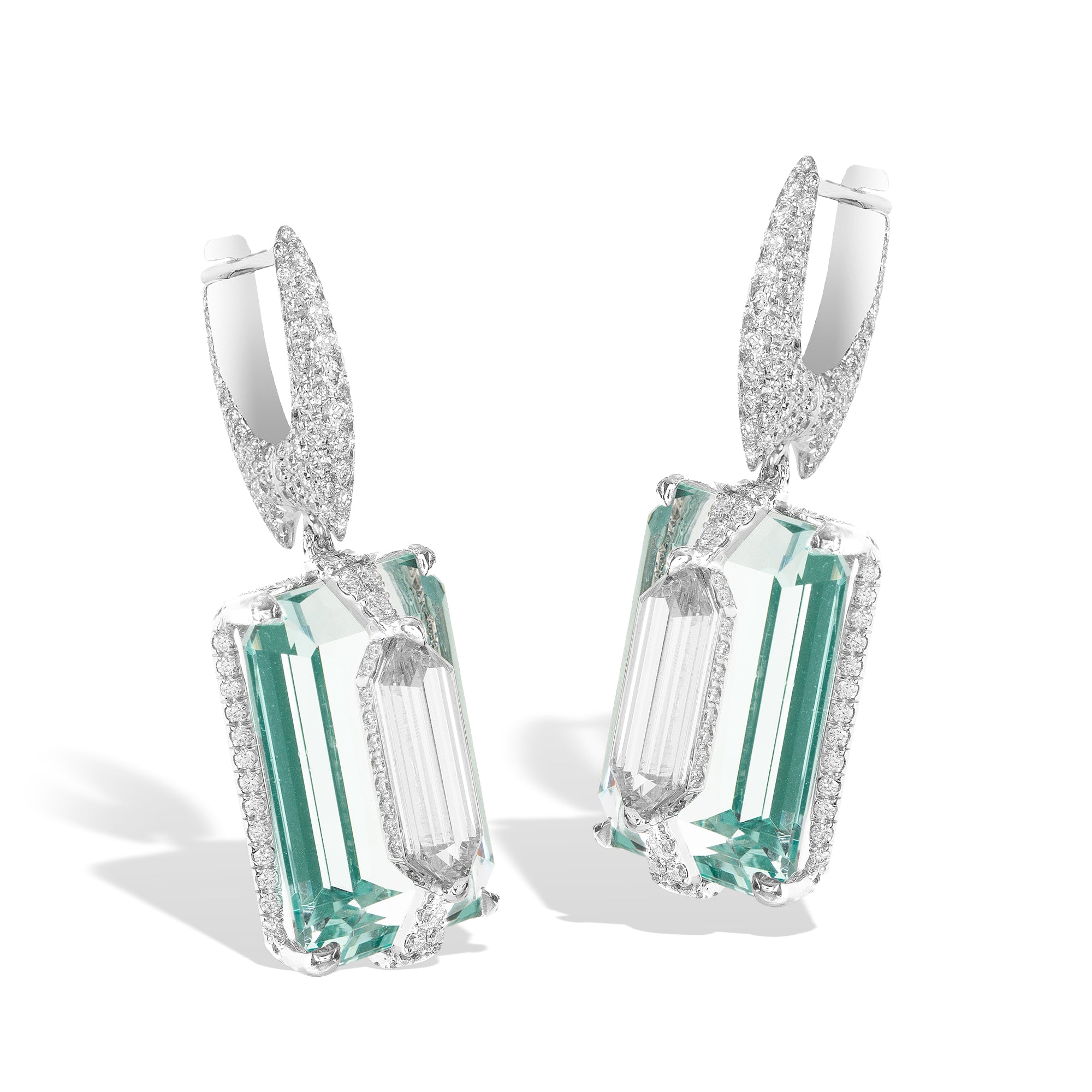 Kissing - Diamond and Green Beryl Earrings