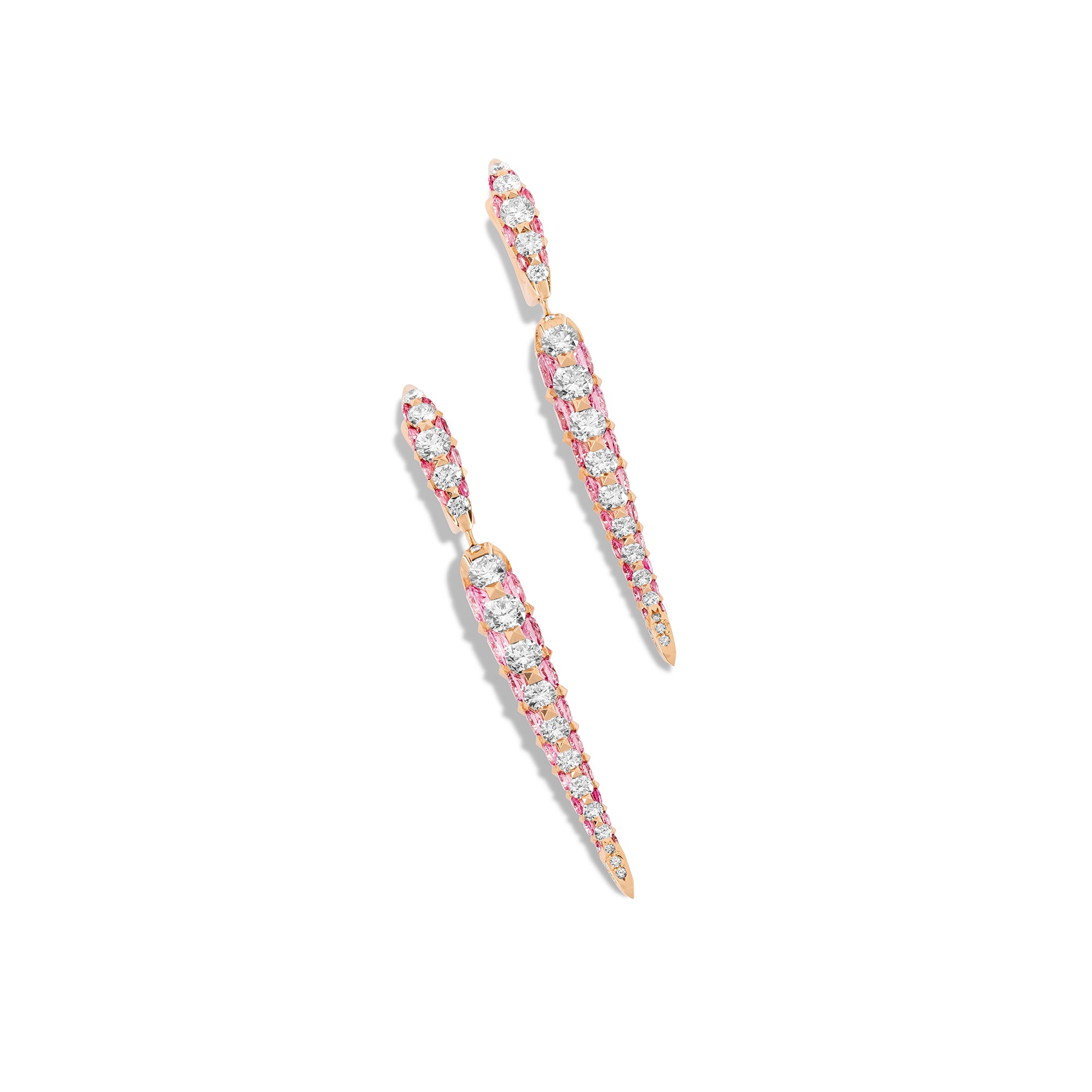 Merveilles Rose Icicle - Diamond and Pink Sapphire Small Earrings