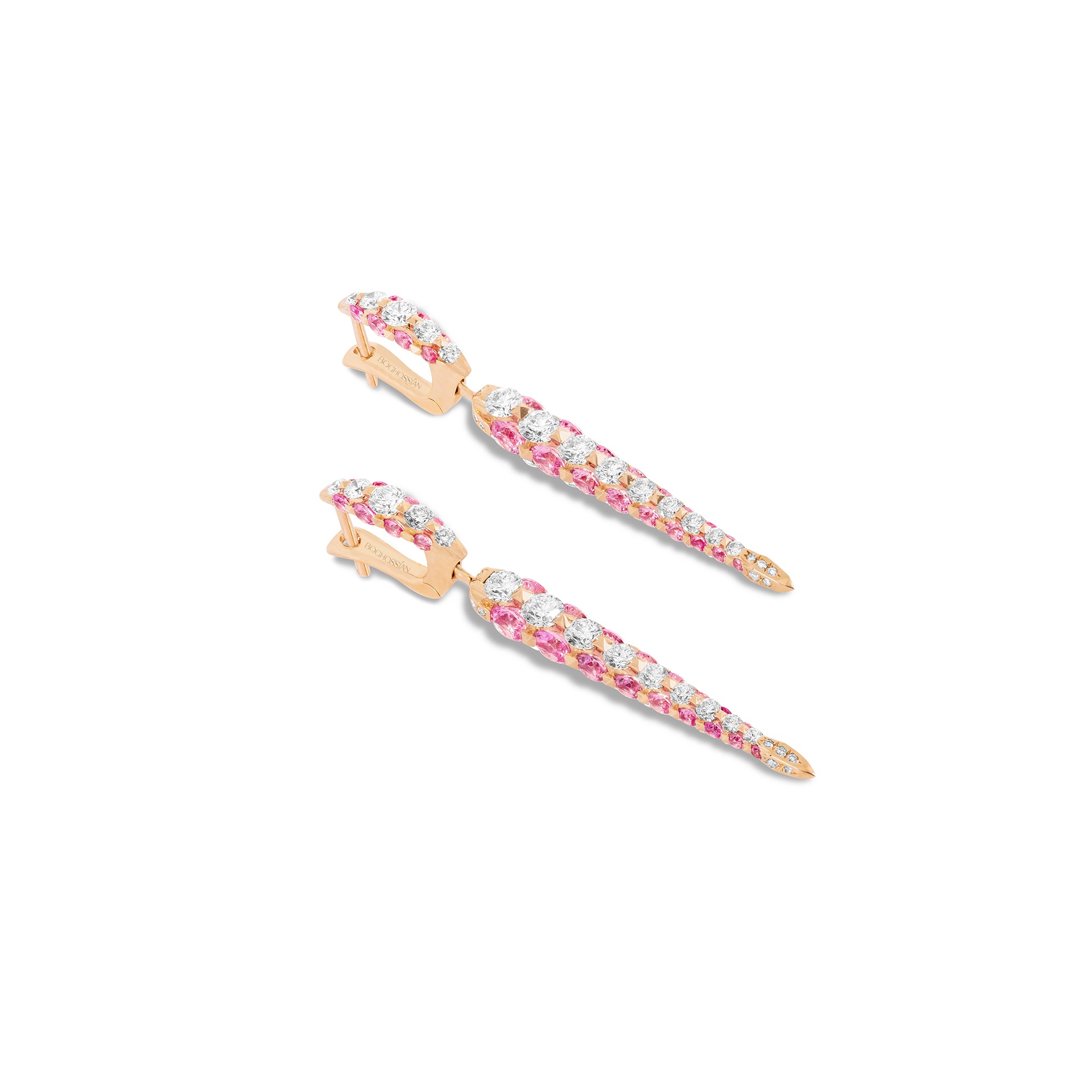 Merveilles Rose Icicle - Diamond and Pink Sapphire Small Earrings