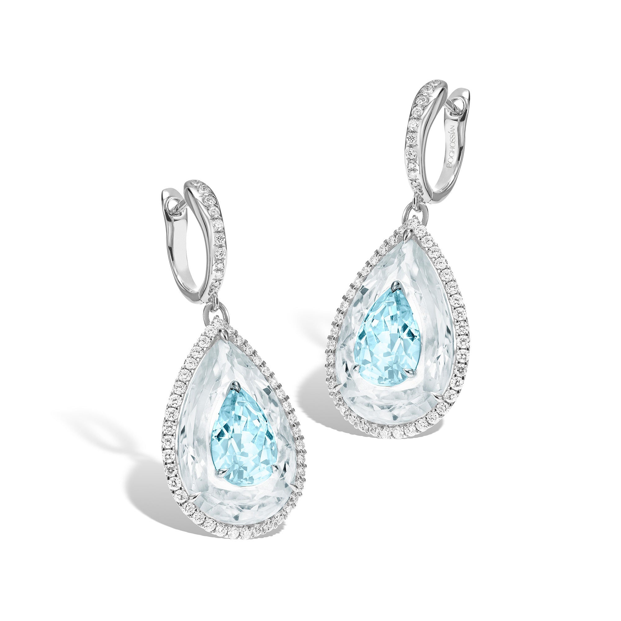 Shine - Aquamarine and Rock Crystal Small Earrings