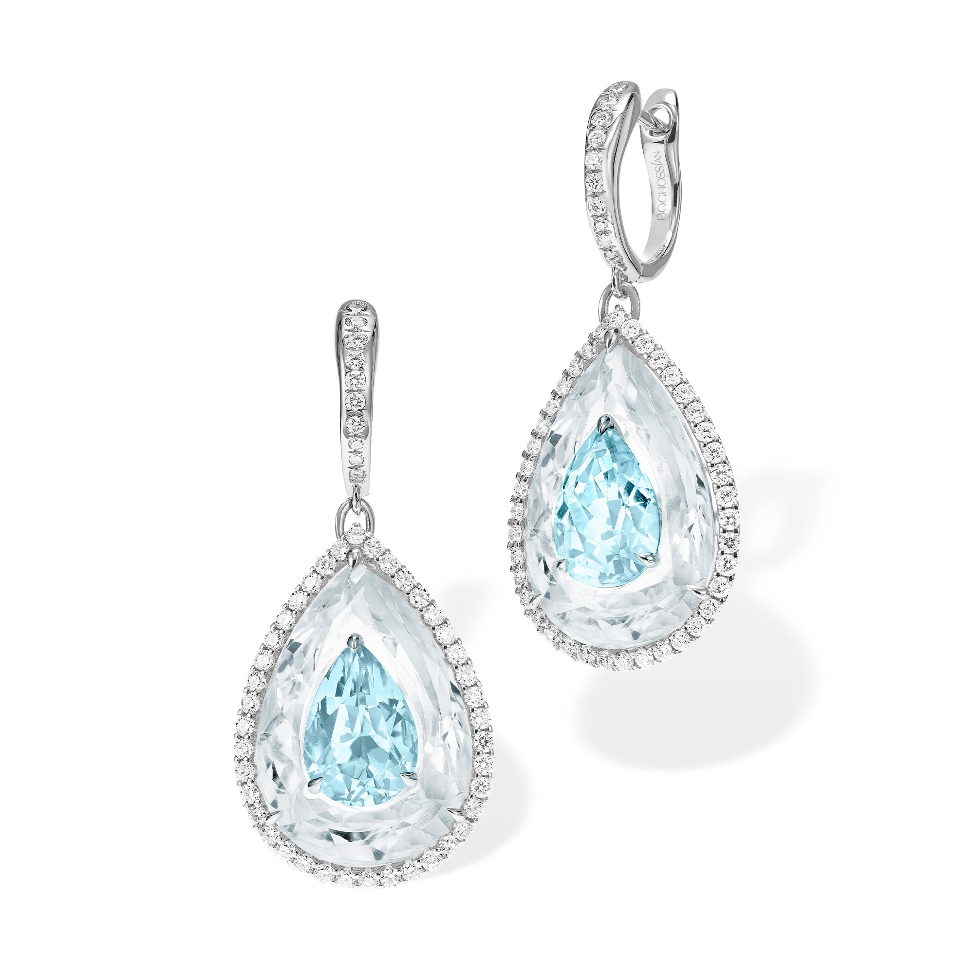 Shine - Aquamarine and Rock Crystal Small Earrings