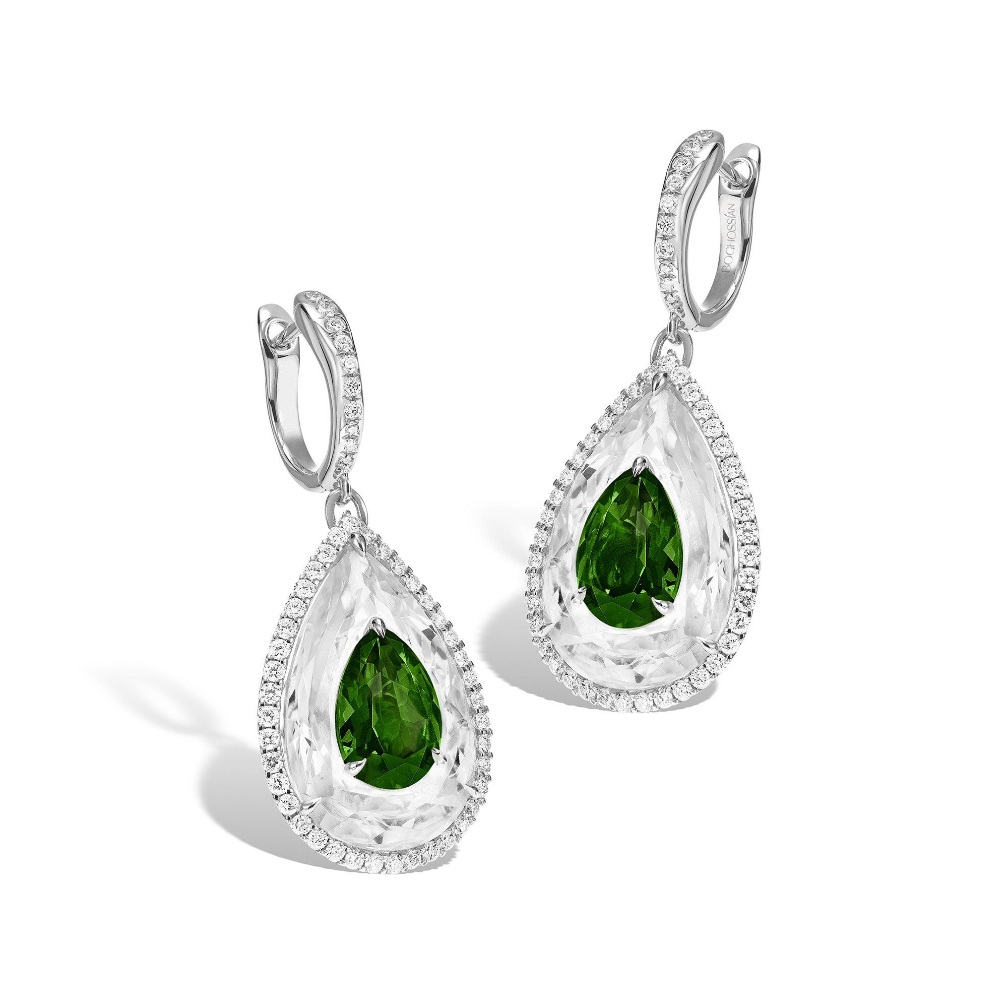 Shine - Green Tourmaline and Rock Crystal Small Earrings