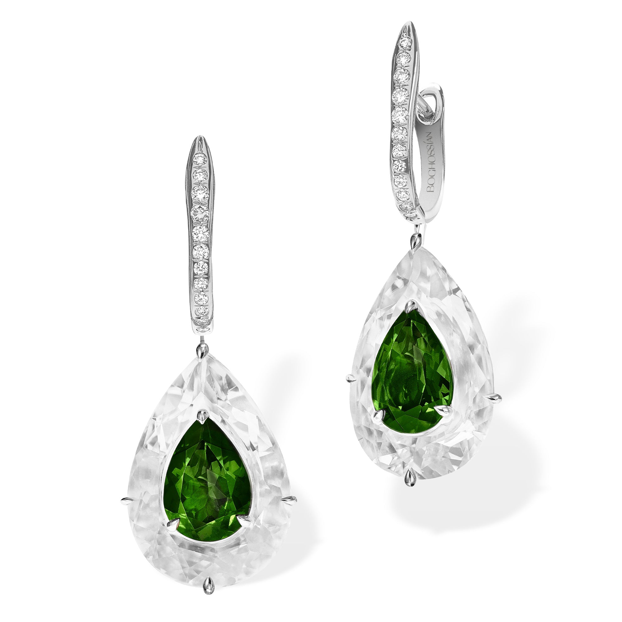Shine - Green Tourmaline and Rock Crystal Large Earrings