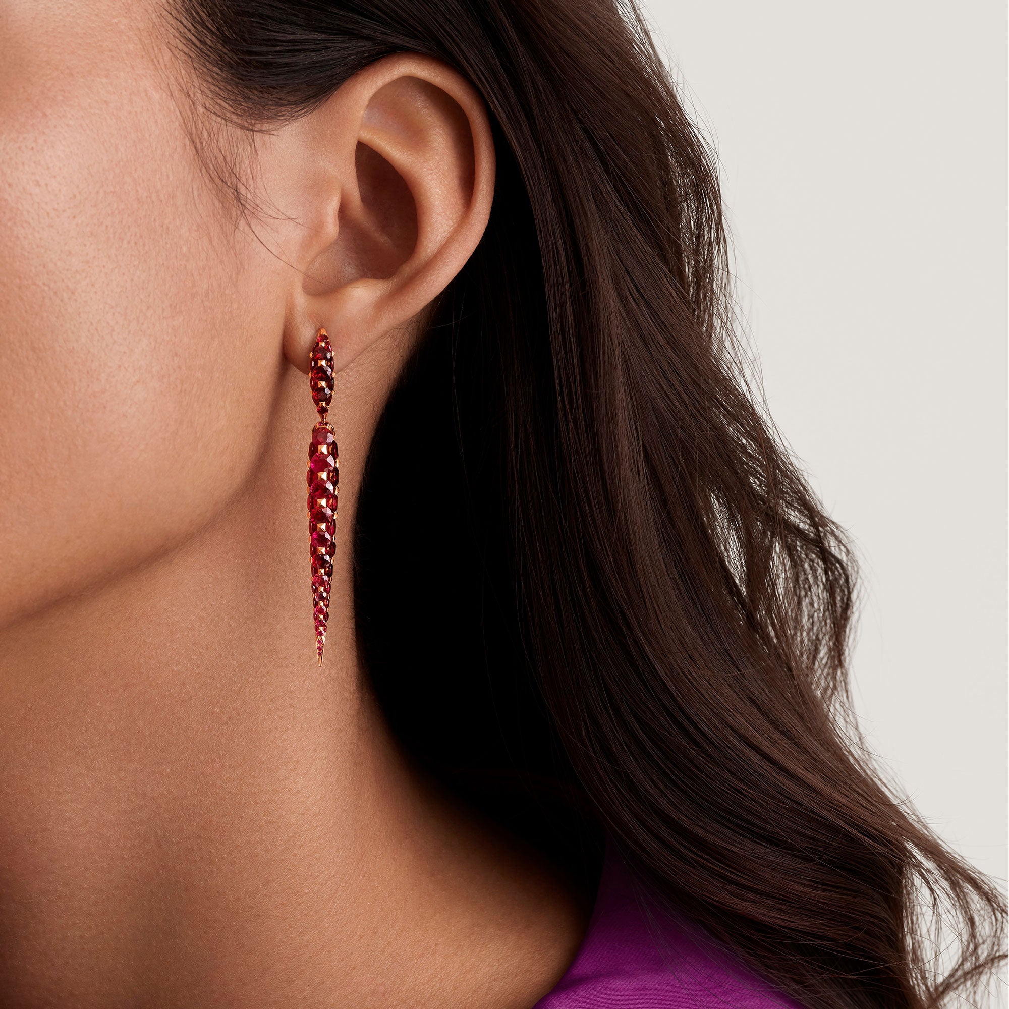 Merveilles Icicle - Ruby Medium Earrings