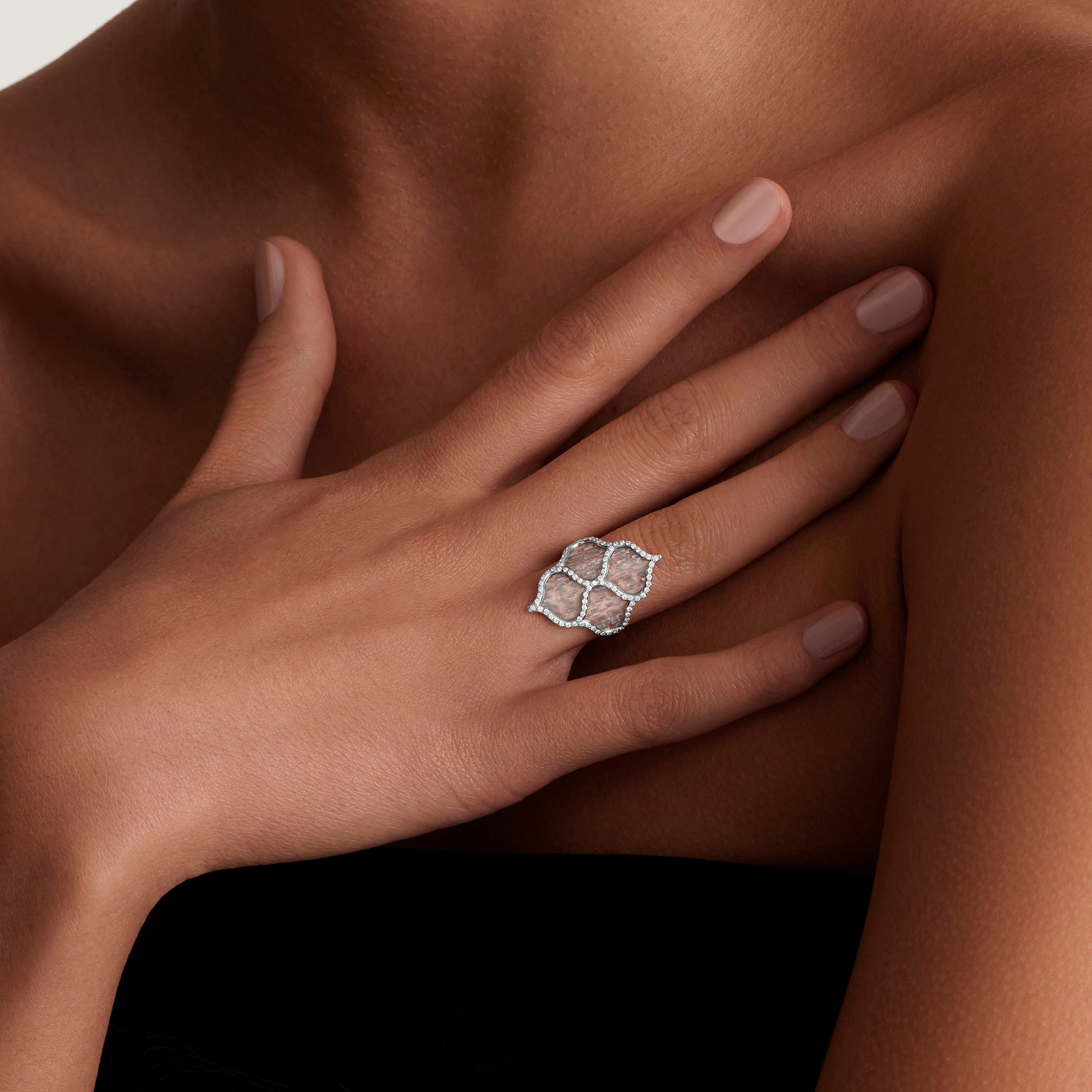 Titanium Rain - Diamond and Titanium Ring