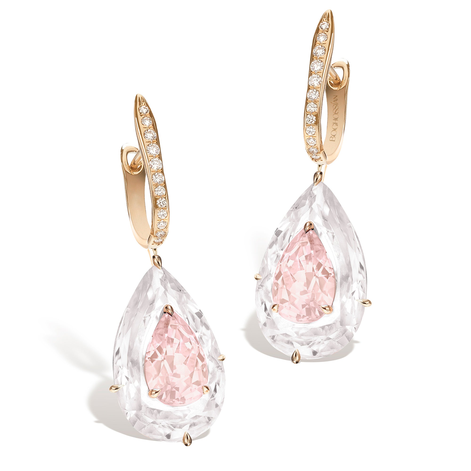 Shine - Morganite and Rock Crystal Large Earrings