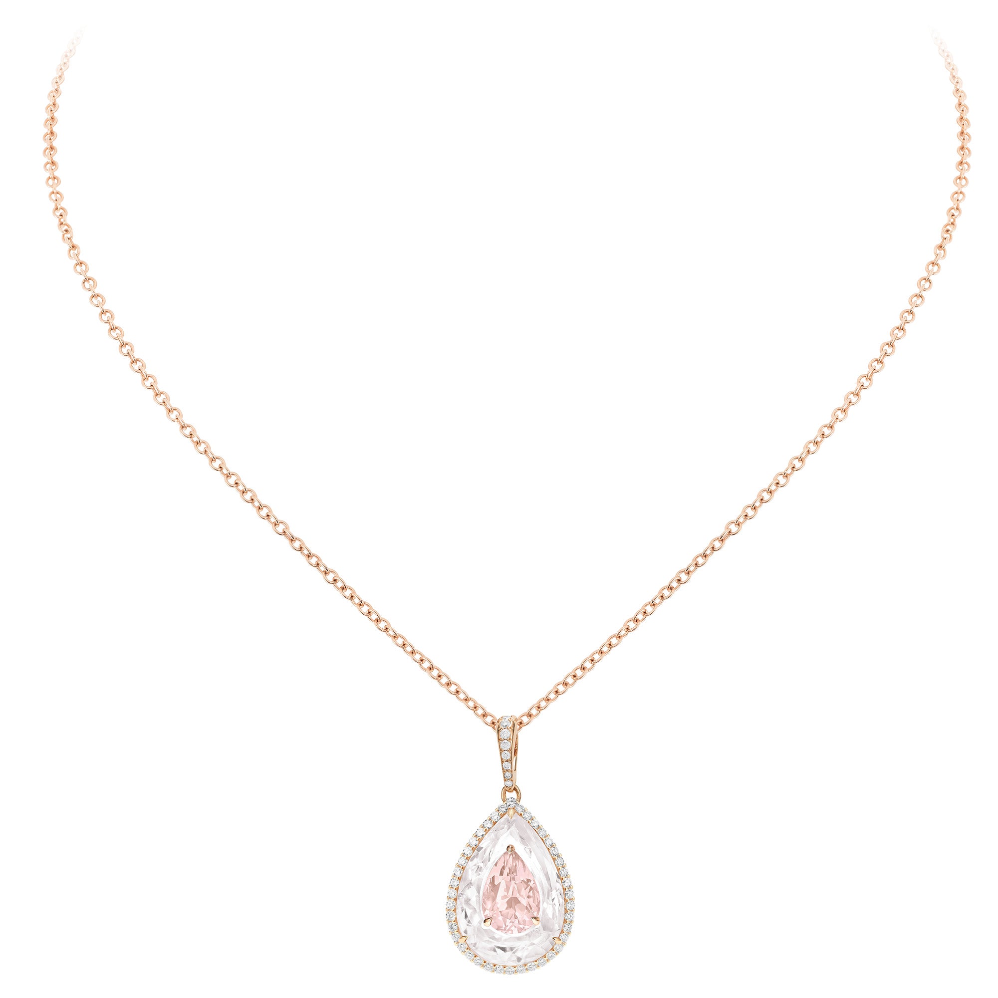 Shine - Morganite and Rock Crystal Pendant