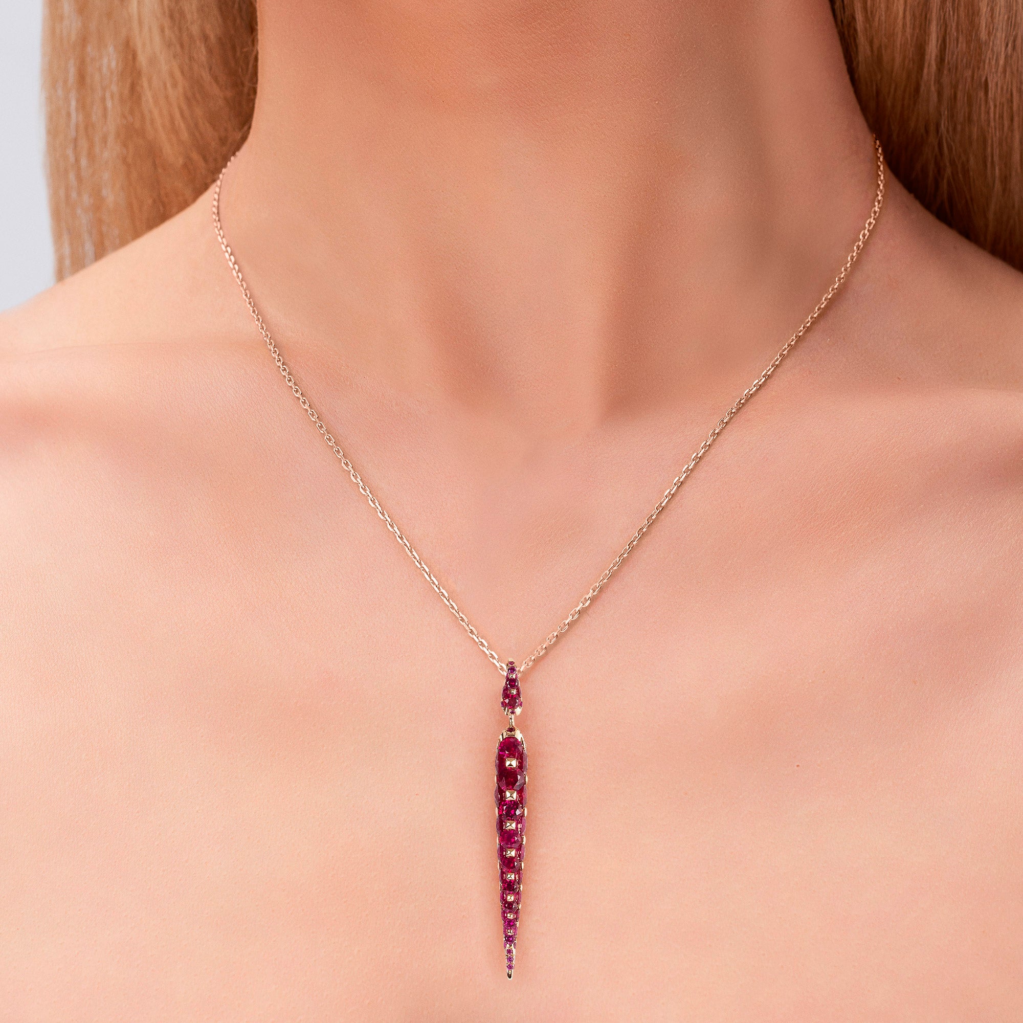 Merveilles Icicle - Ruby Medium Pendant