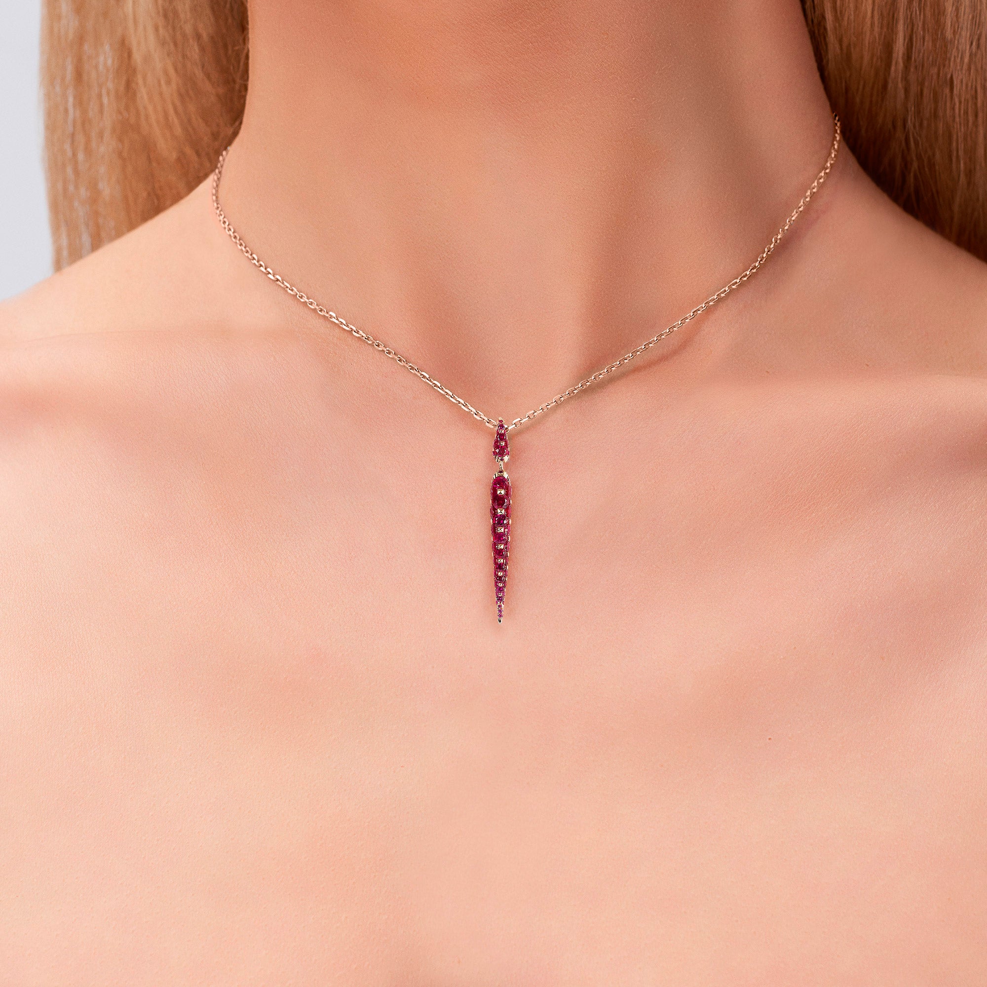Merveilles Icicle - Ruby Small Pendant
