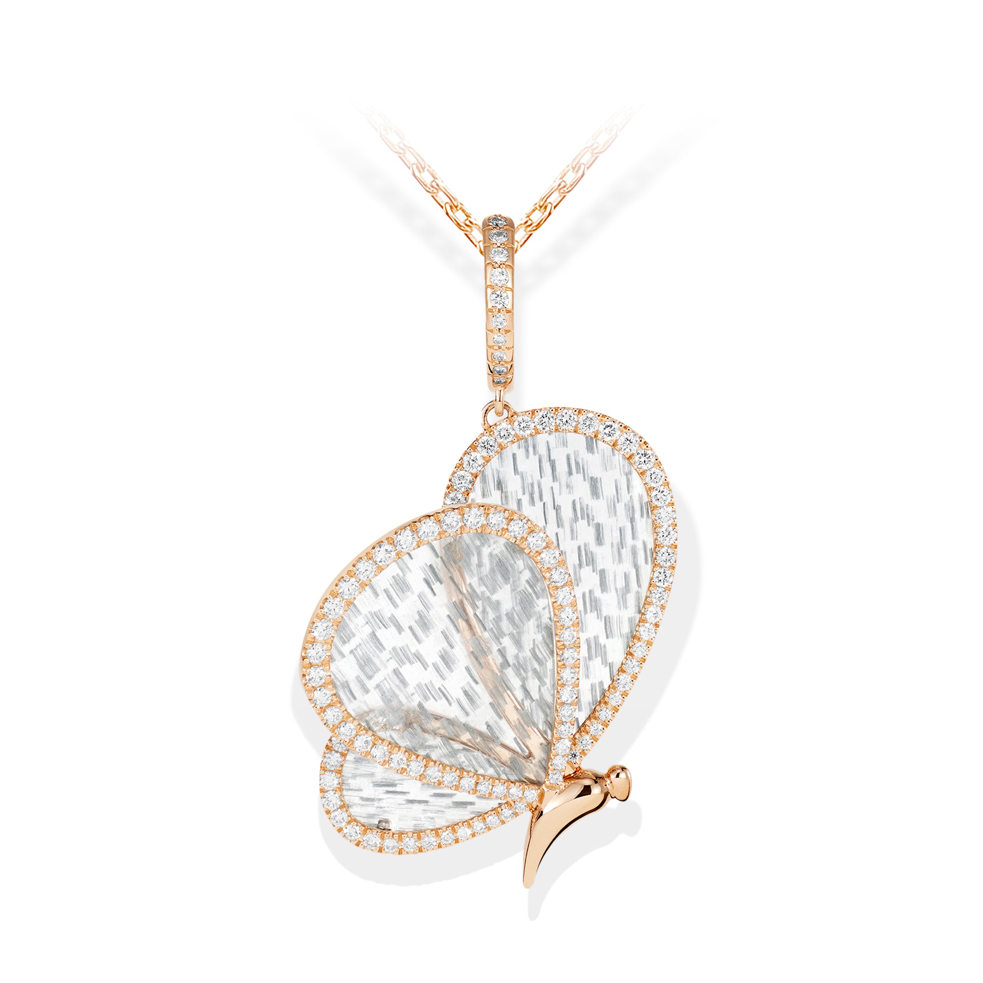 Titanium Butterfly - Diamond and Titanium Large Pendant