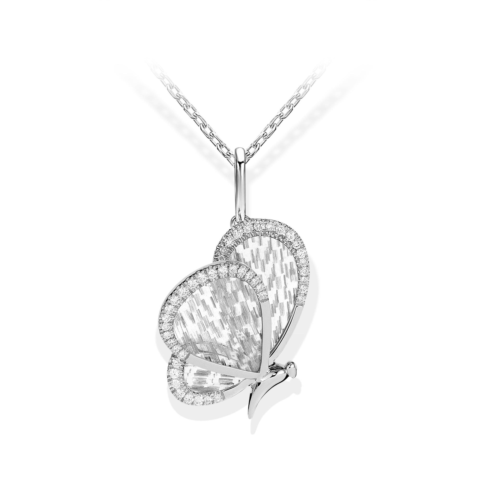 Titanium Butterfly - Diamond and Titanium Small Pendant