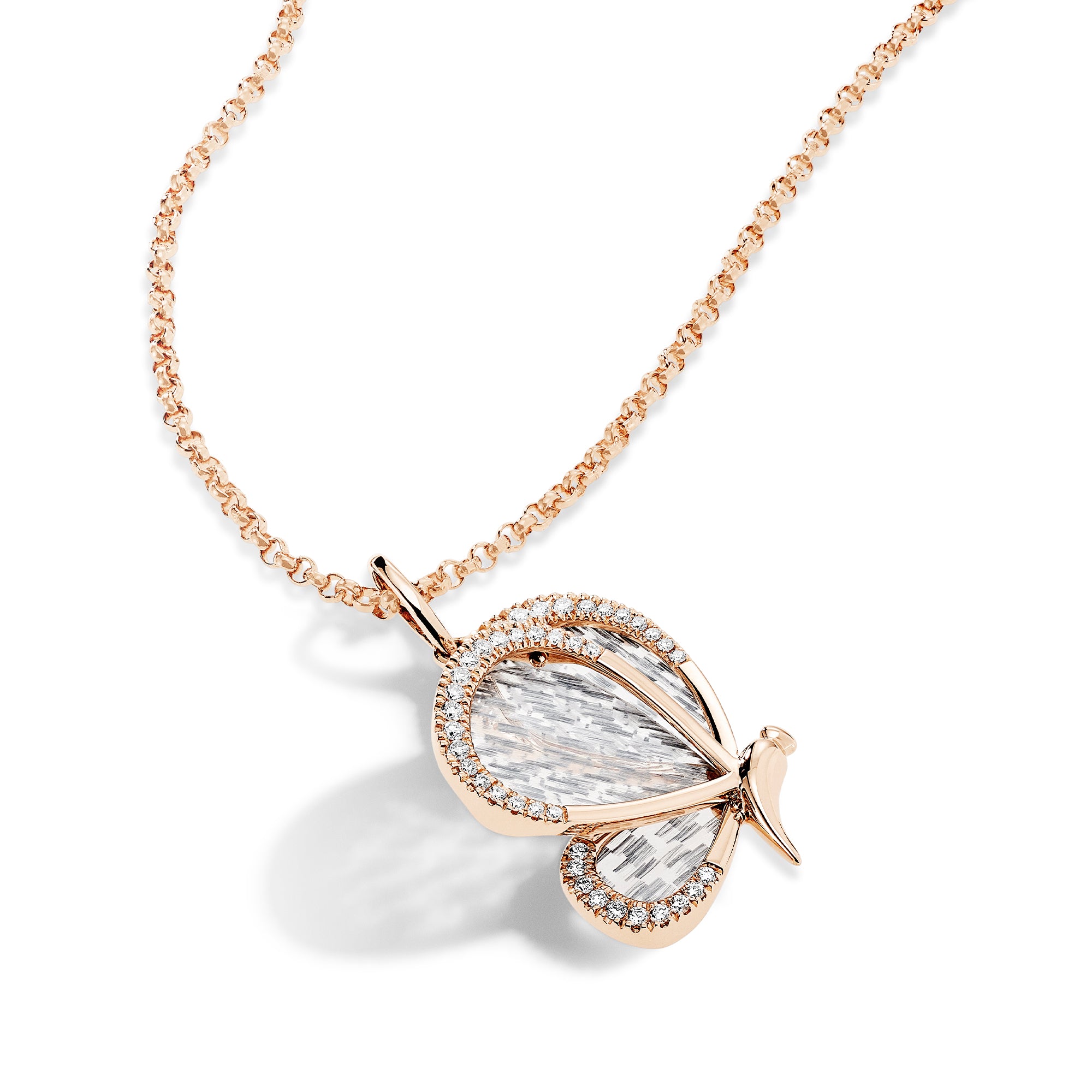 Titanium Butterfly - Diamond and Titanium Small Pendant