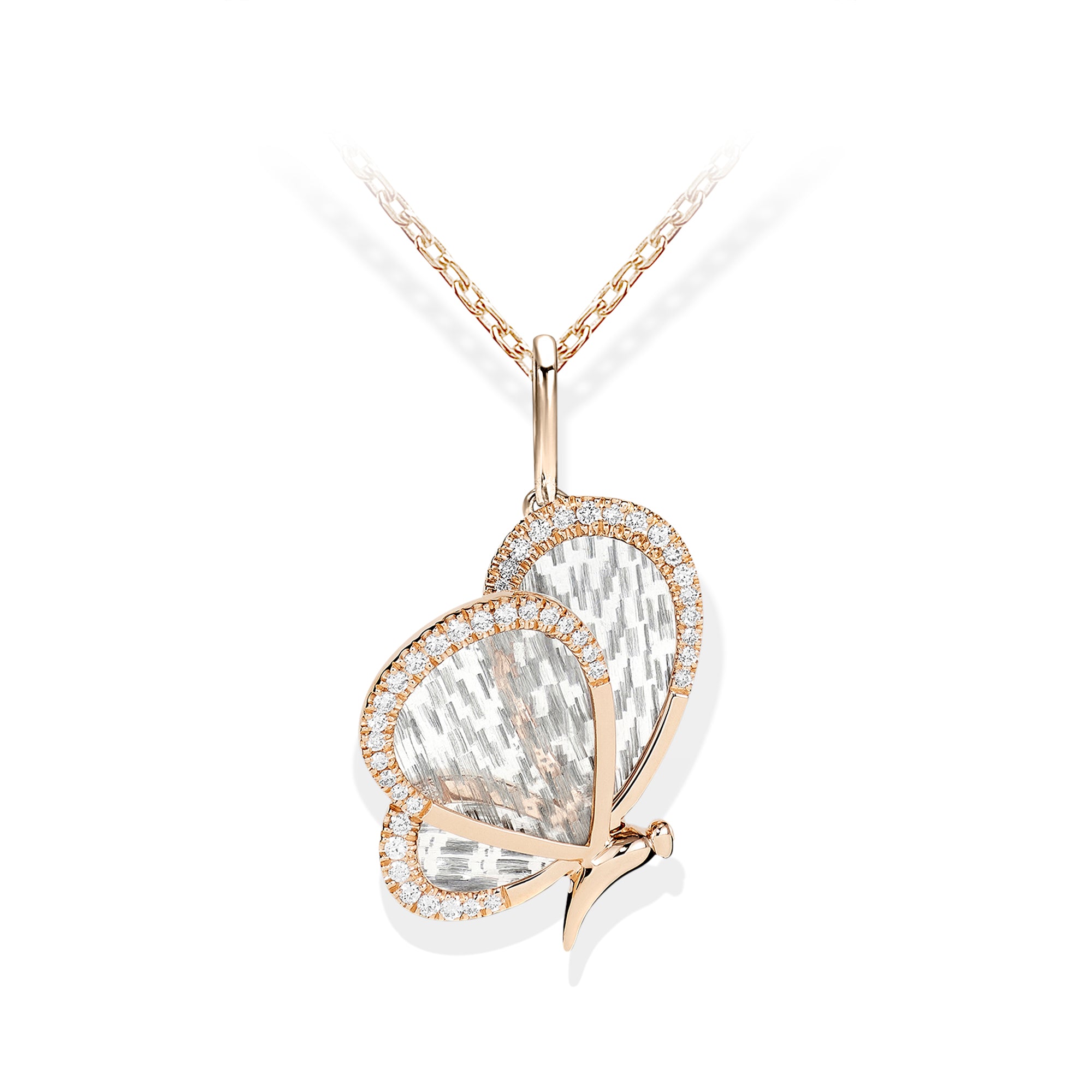 Titanium Butterfly - Diamond and Titanium Small Pendant