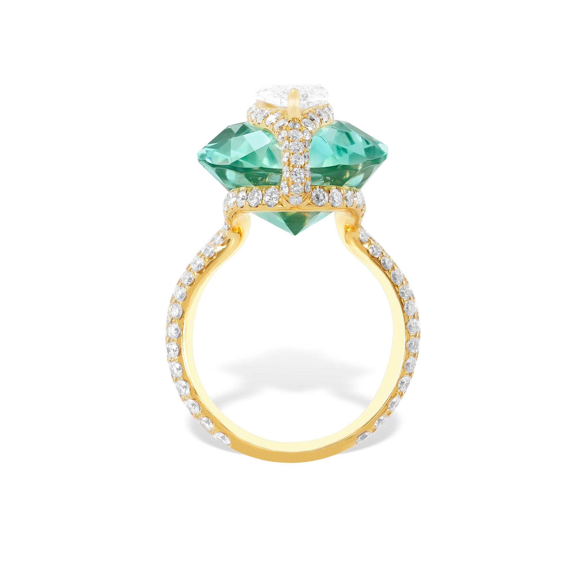 Kissing - Diamond and Green Tourmaline Ring