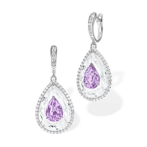 Shine - Amethyst and Rock Crystal Small Earrings