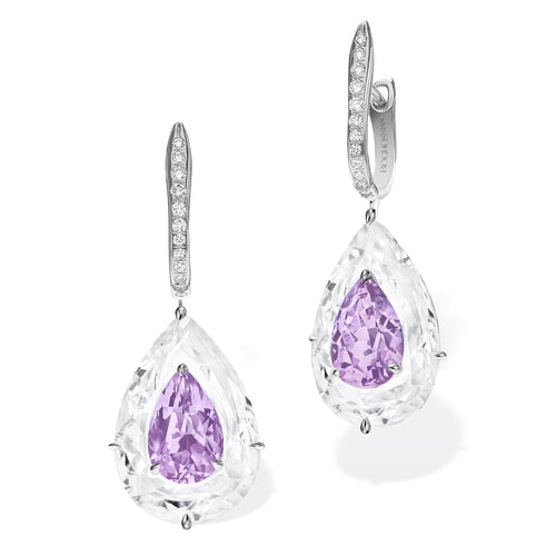 Shine - Amethyst and Rock Crystal Large Earrings