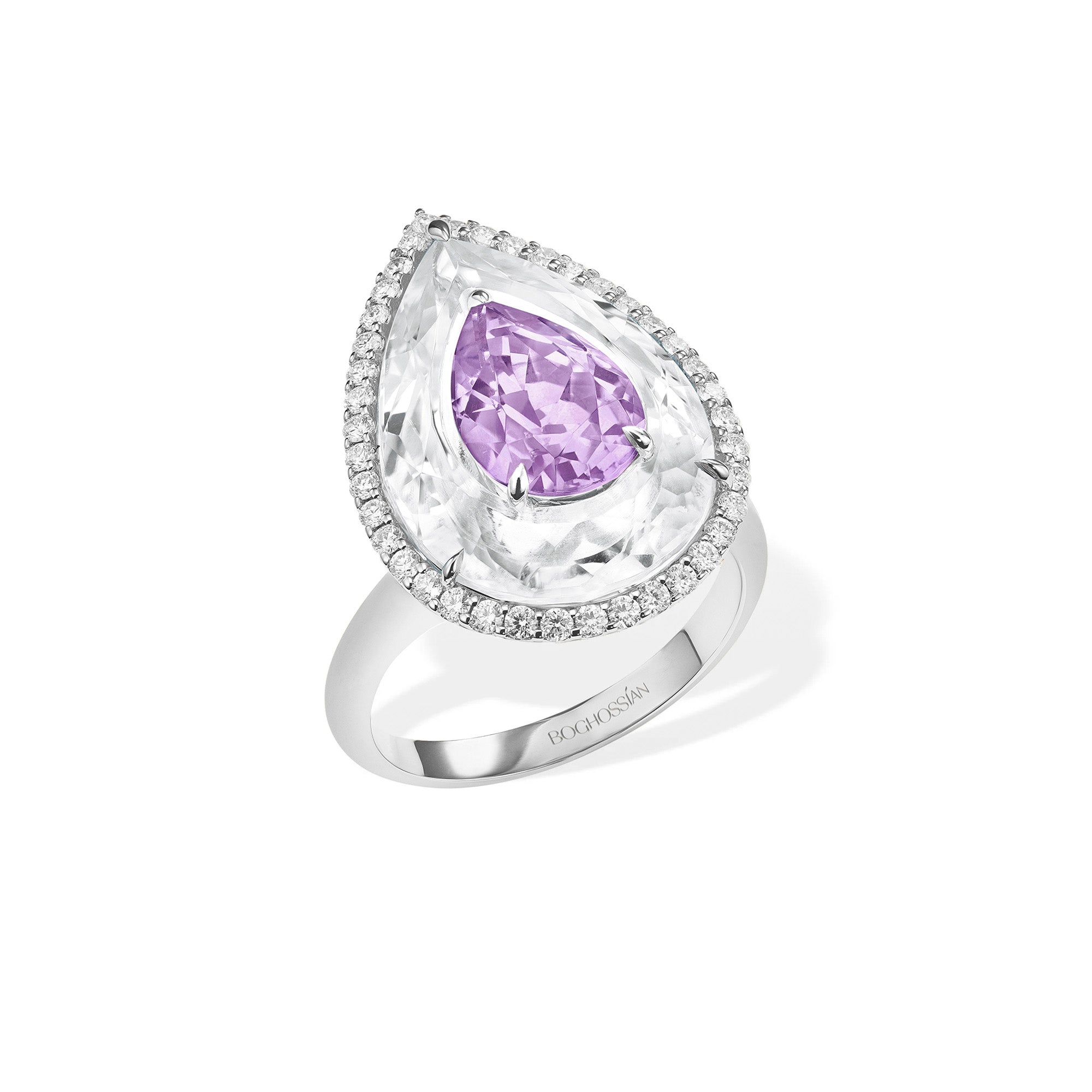 Shine - Amethyst and Rock Crystal Ring