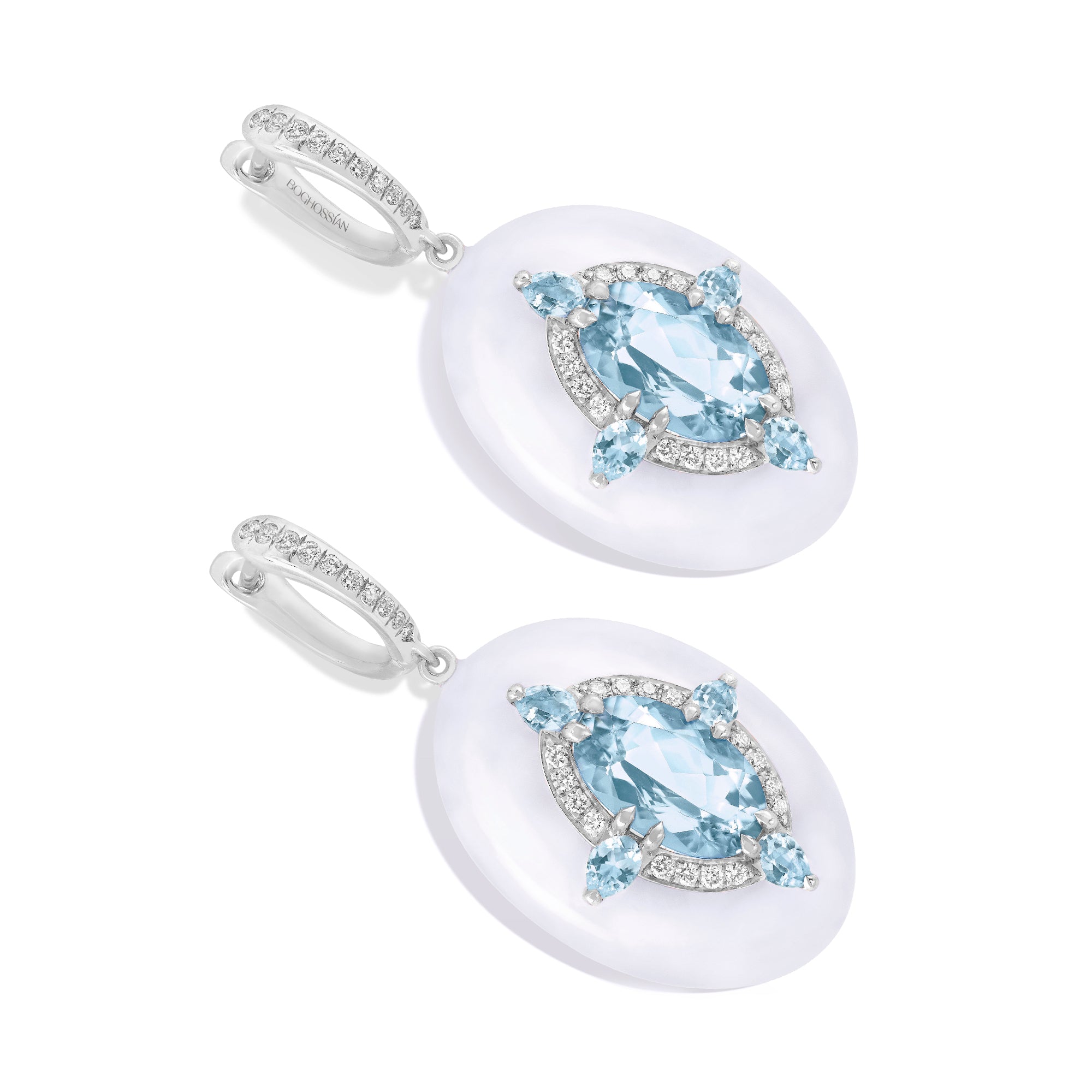 Reveal - Aquamarine and Chalcedony Earrings