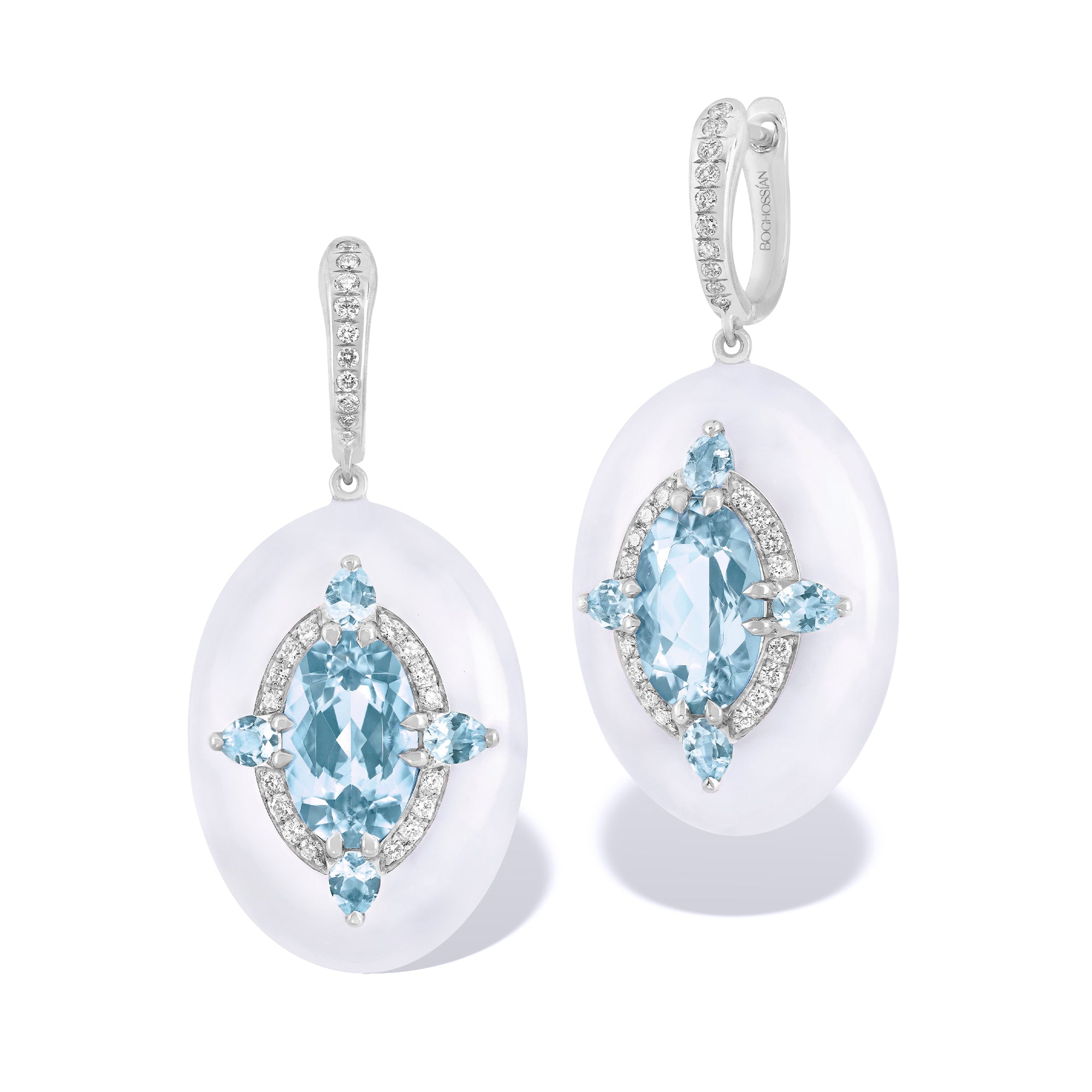 Reveal - Aquamarine and Chalcedony Earrings