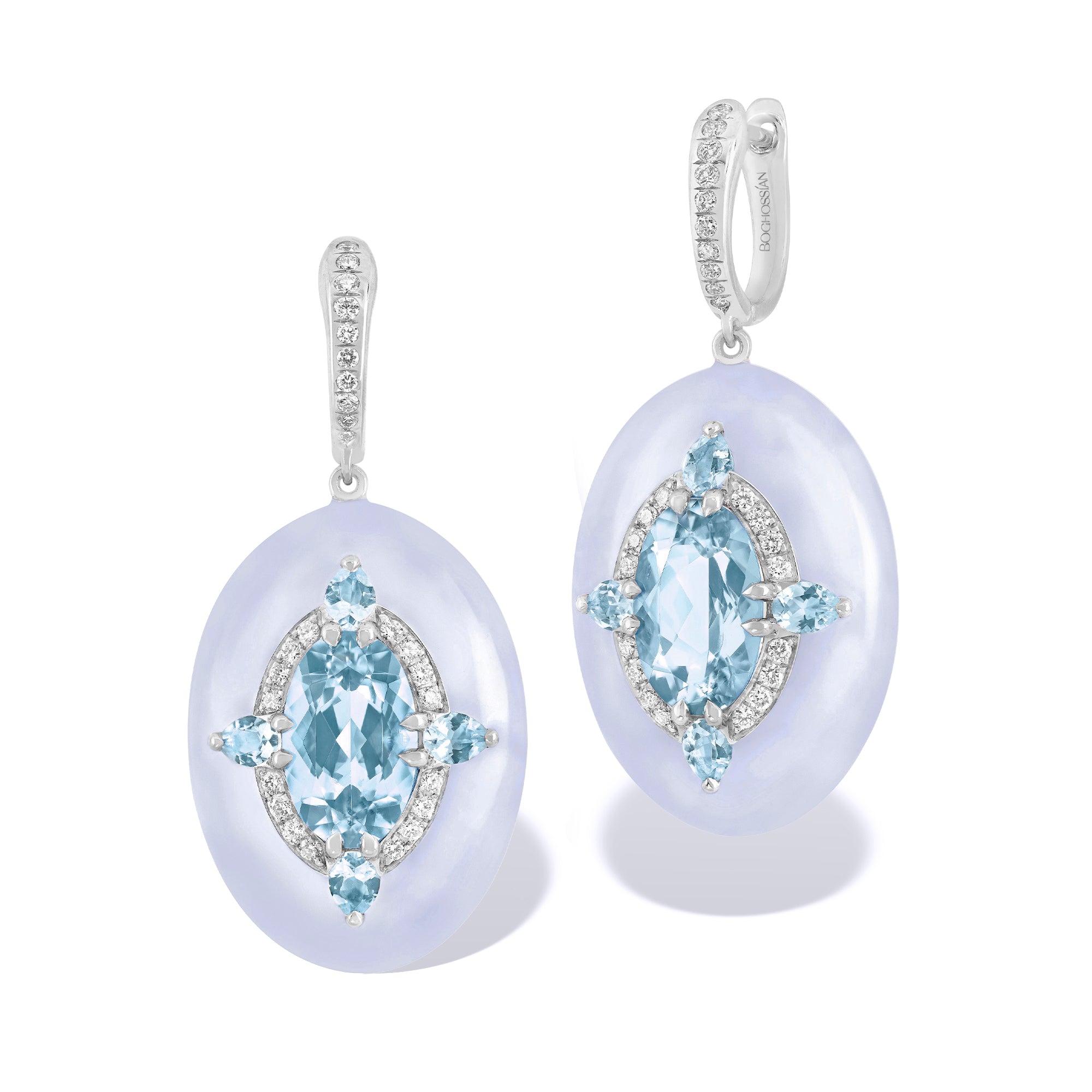 Reveal - Aquamarine and Chalcedony Earrings