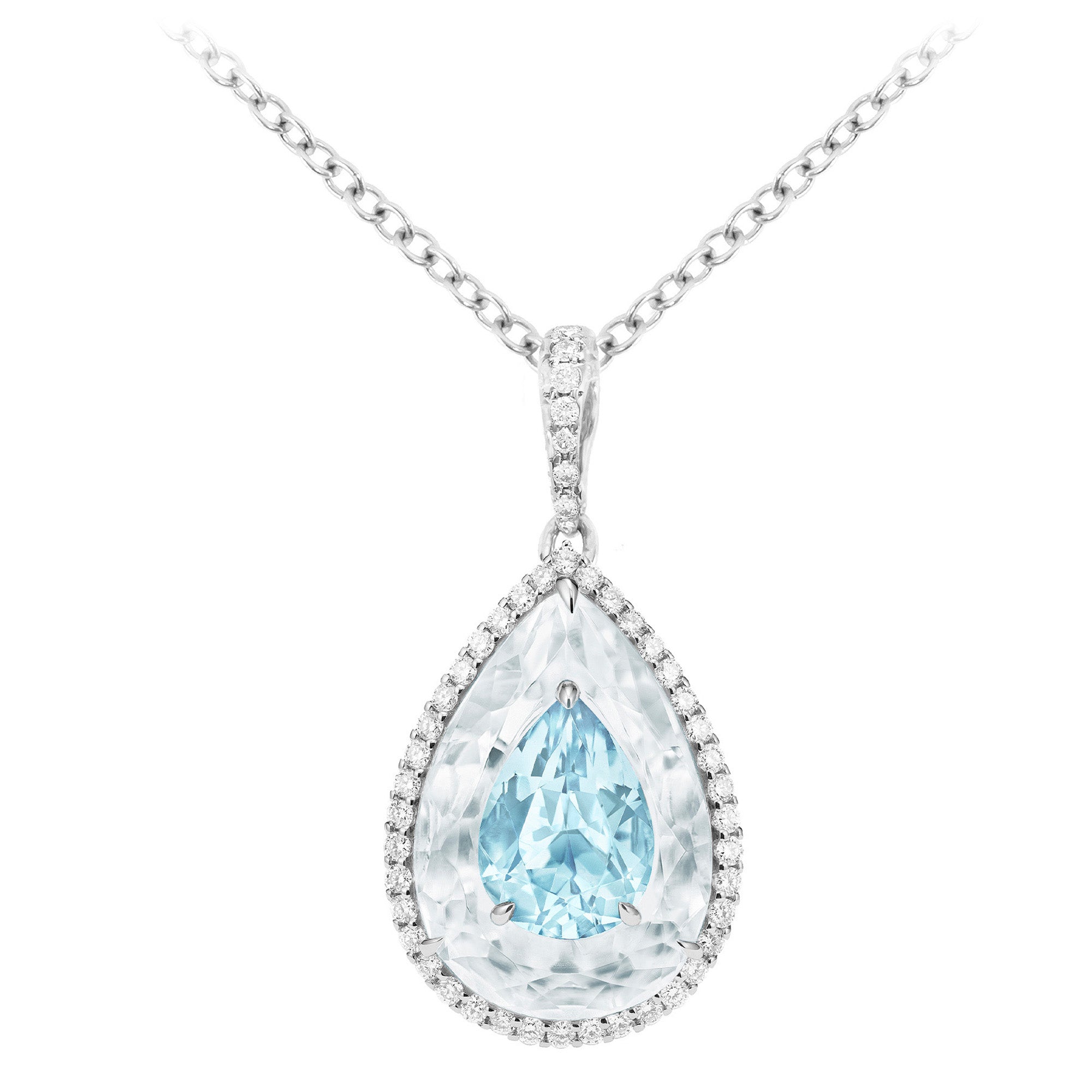 Shine - Aquamarine and Rock Crystal Pendant