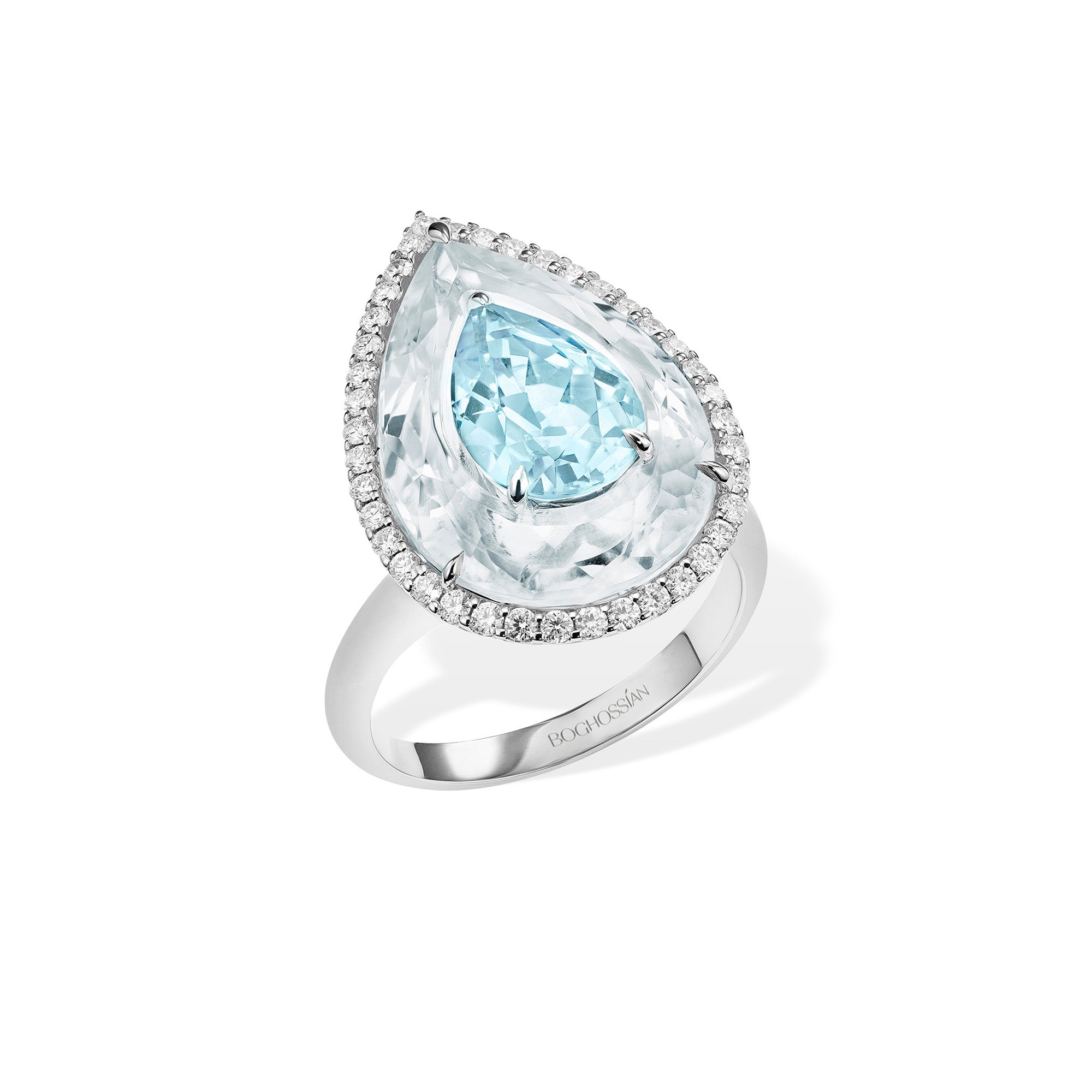 Shine - Aquamarine and Rock Crystal Ring
