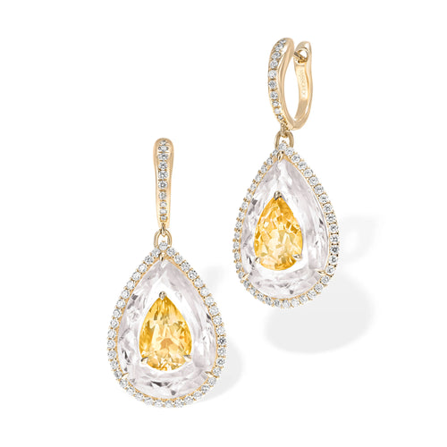 Shine - Citrine and Rock Crystal Earrings