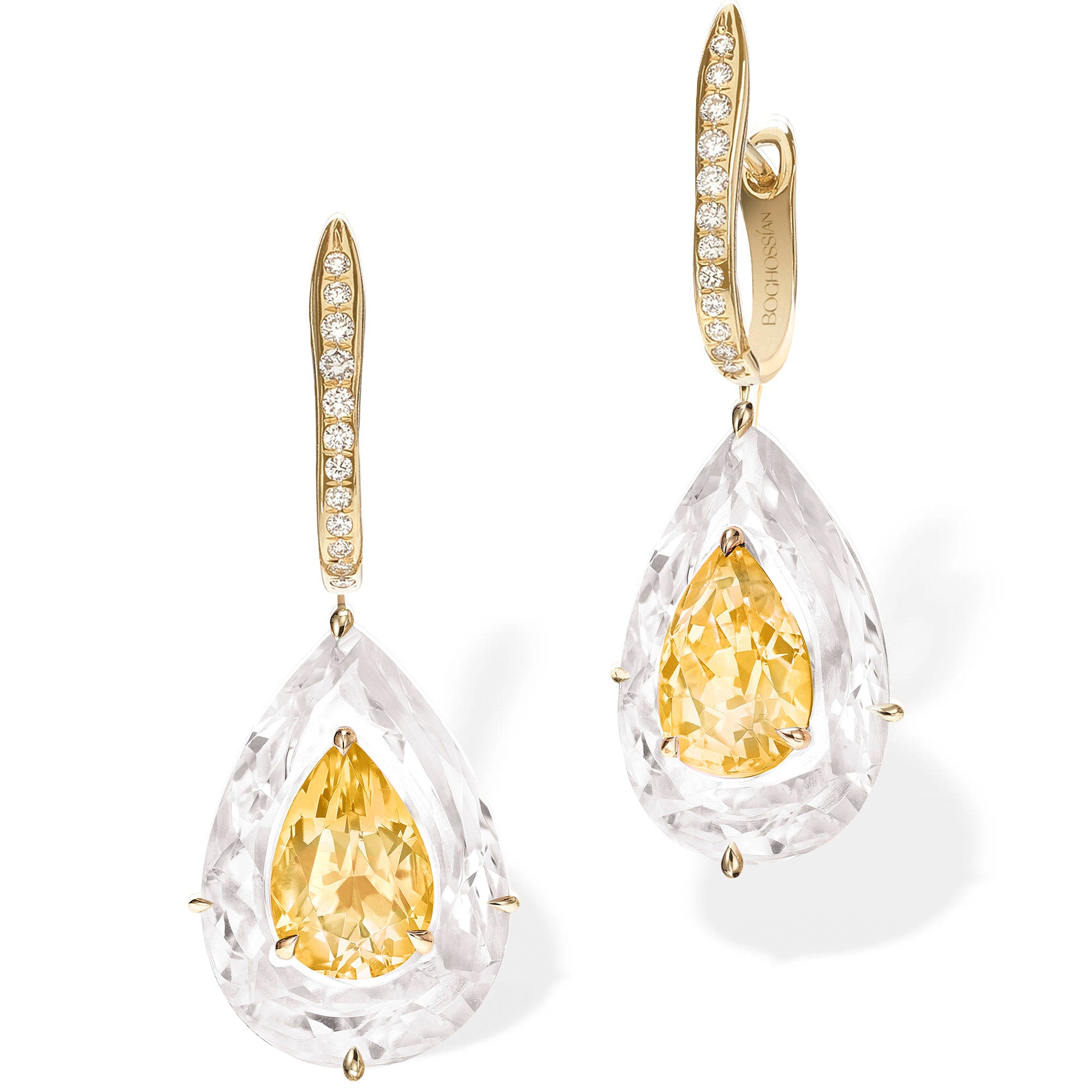 Shine - Citrine and Rock Crystal Large Earrings