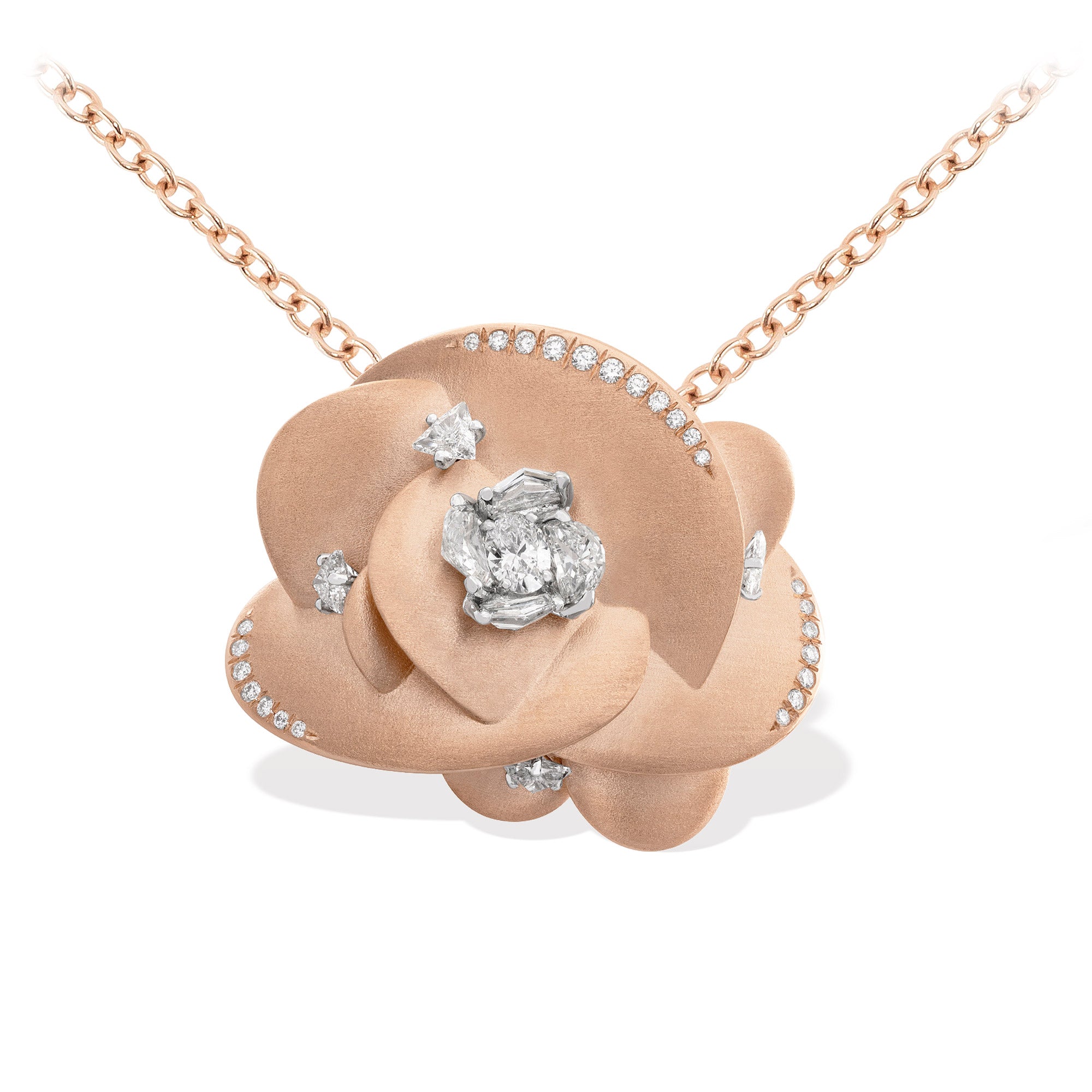 Desert Rose - Rose Gold & Diamond Pendant / Brooch