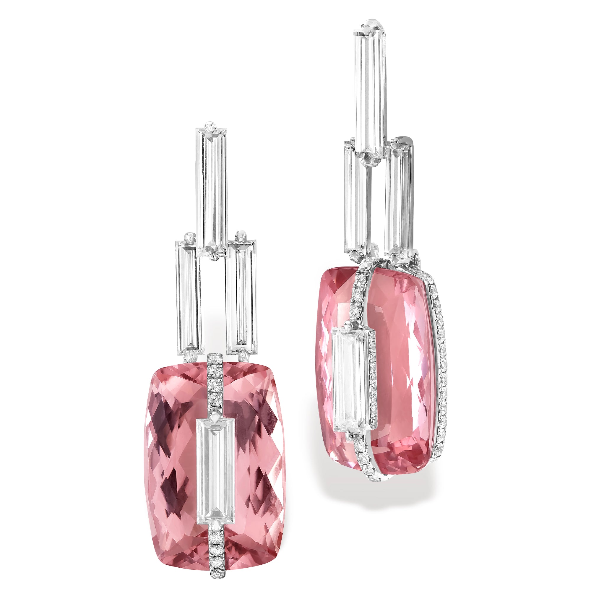 Kissing - Diamond and Morganite Earrings