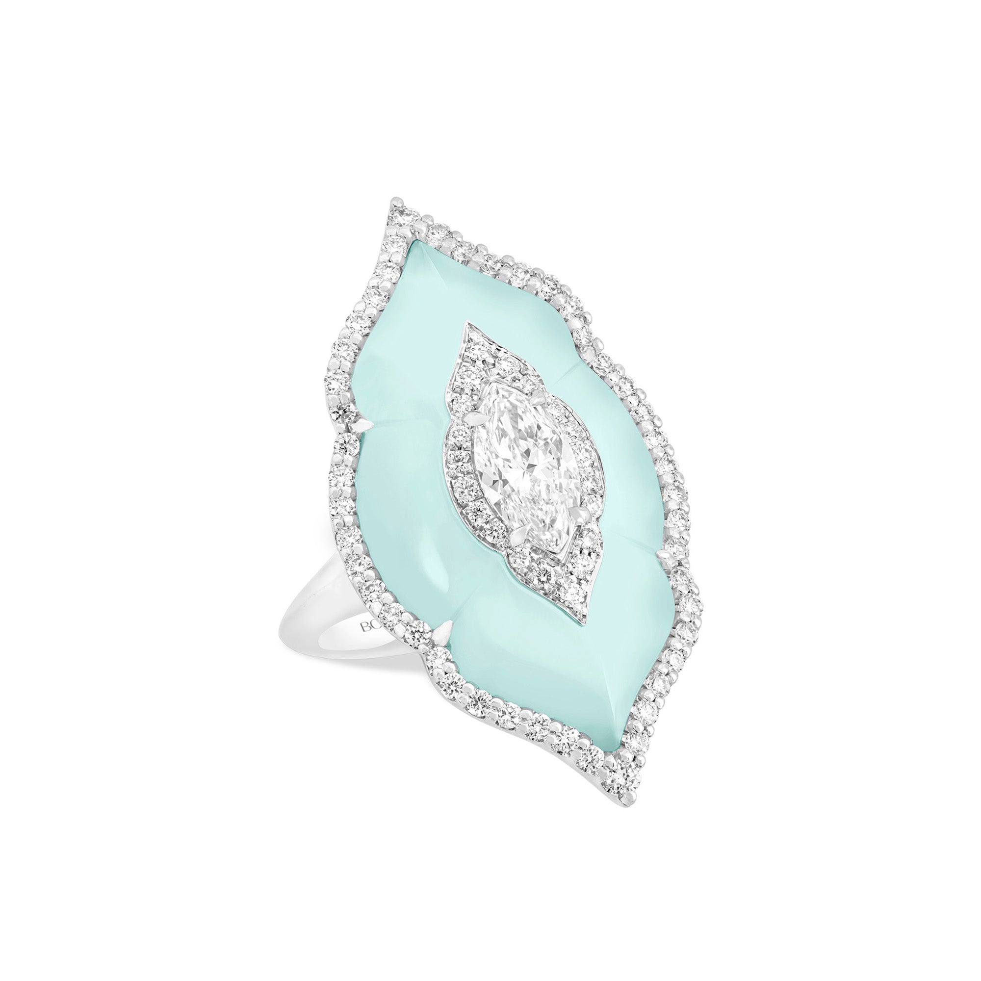 Arches - Diamond and Green Chalcedony Ring