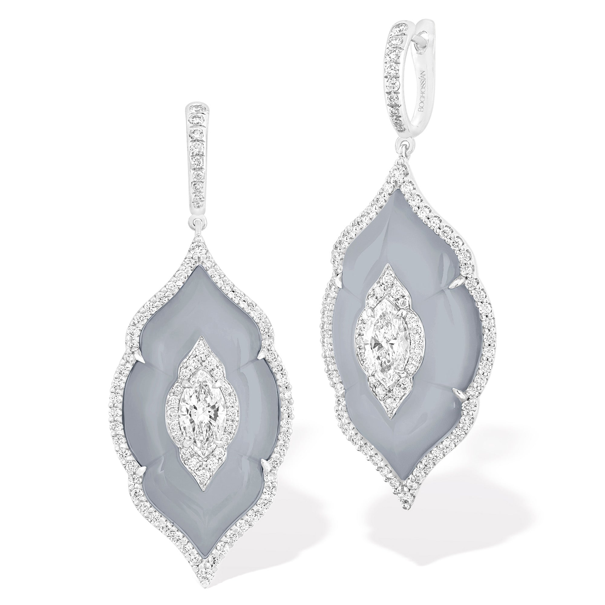 Arches - Diamond and Grey Agate Earrings