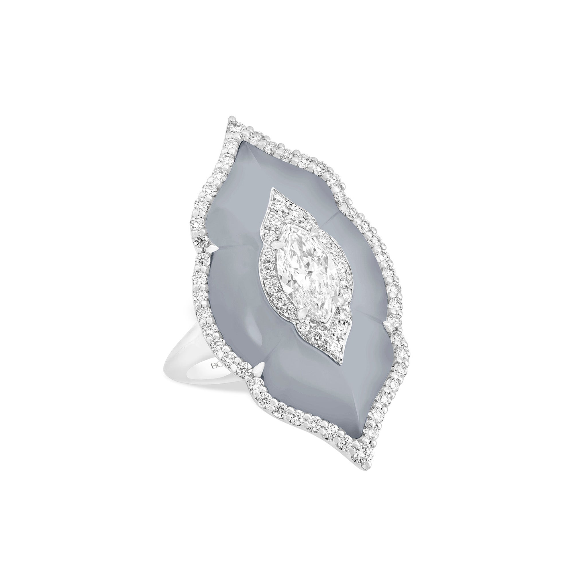 Arches - Diamond and Grey Agate Ring