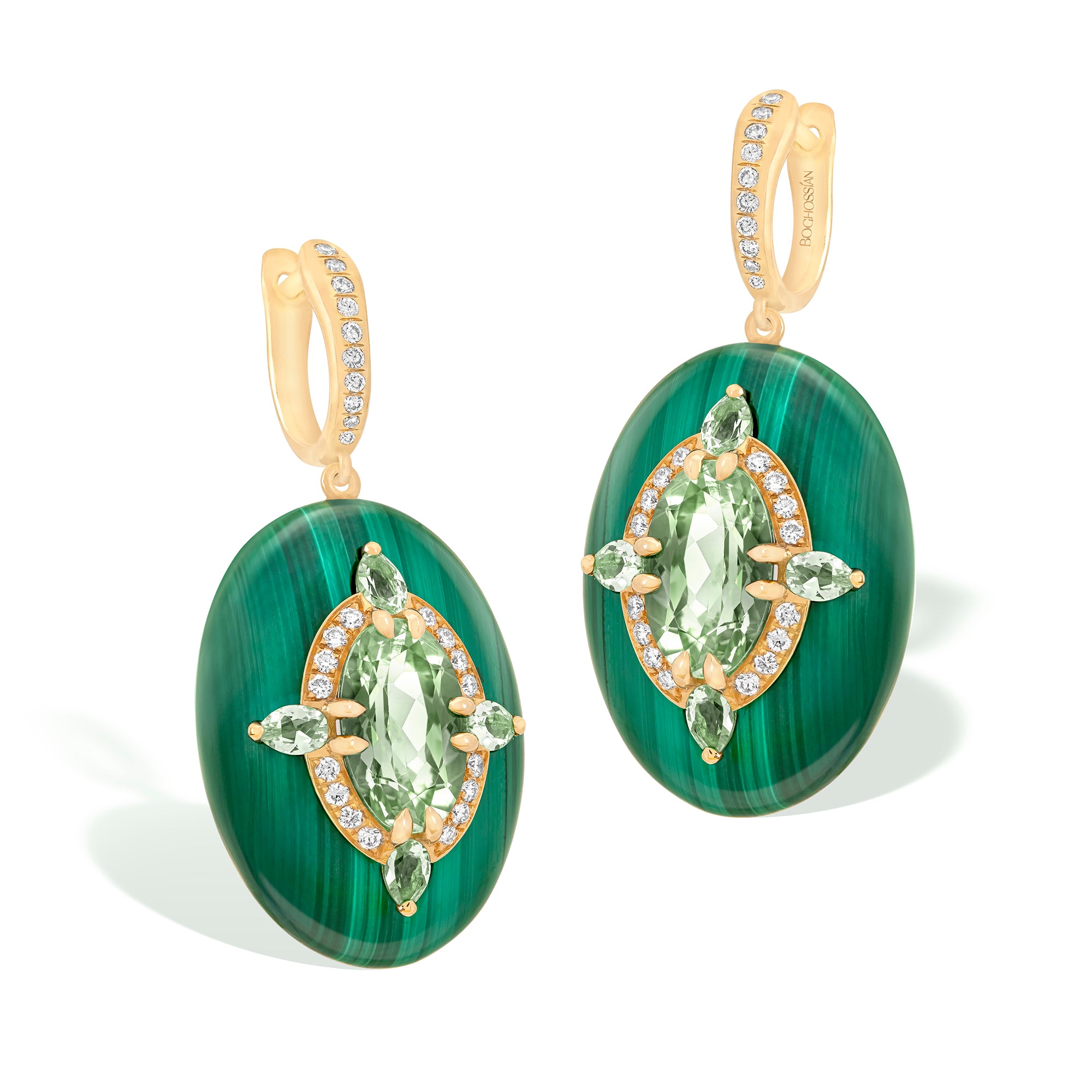 Reveal - Green Tourmaline and Malachite Earrings