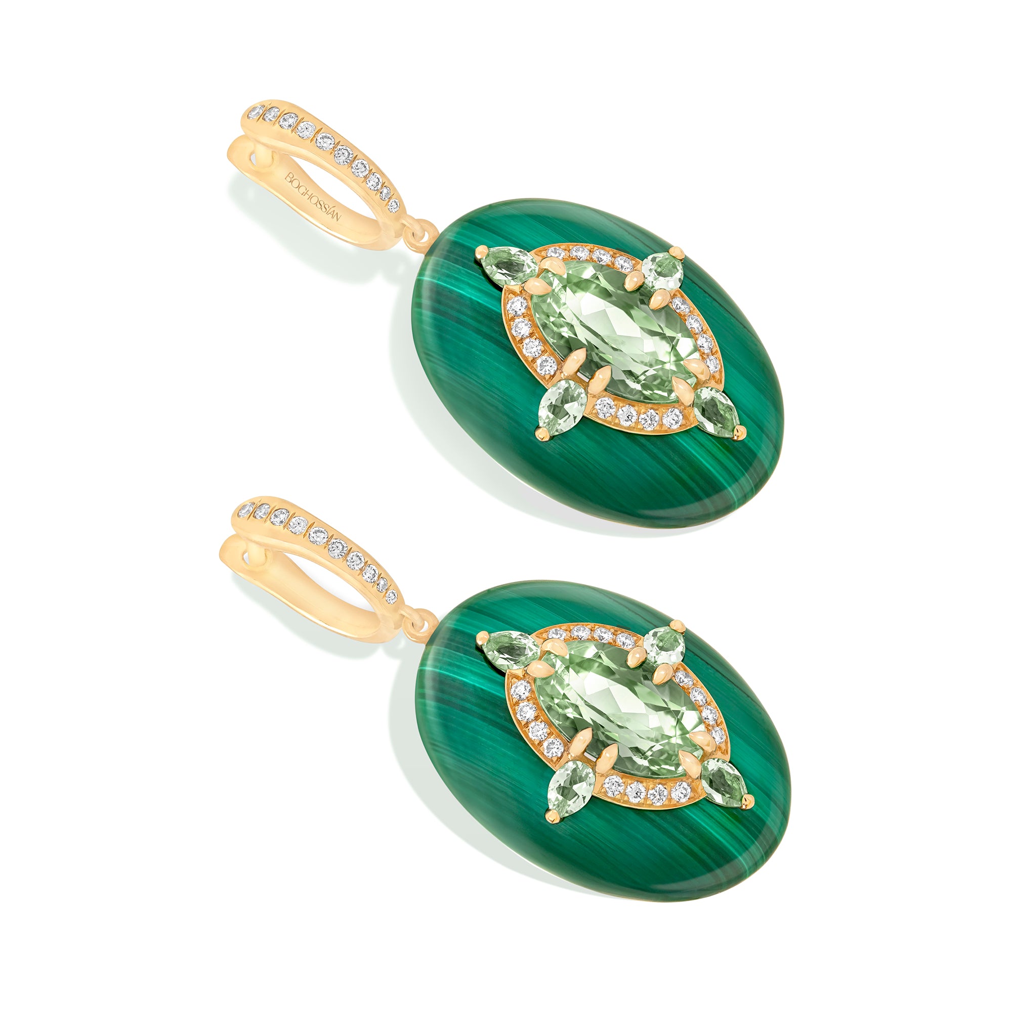 Reveal - Green Tourmaline and Malachite Earrings